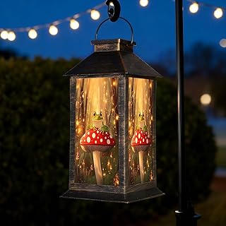 Solar Lantern Whimsical Frog Glowing Fungi Vines Garden Hanging Lantern Waterproof Solar Powered Lighting Outdoor Table Lamp for Deck Yard Camping Patio Decor