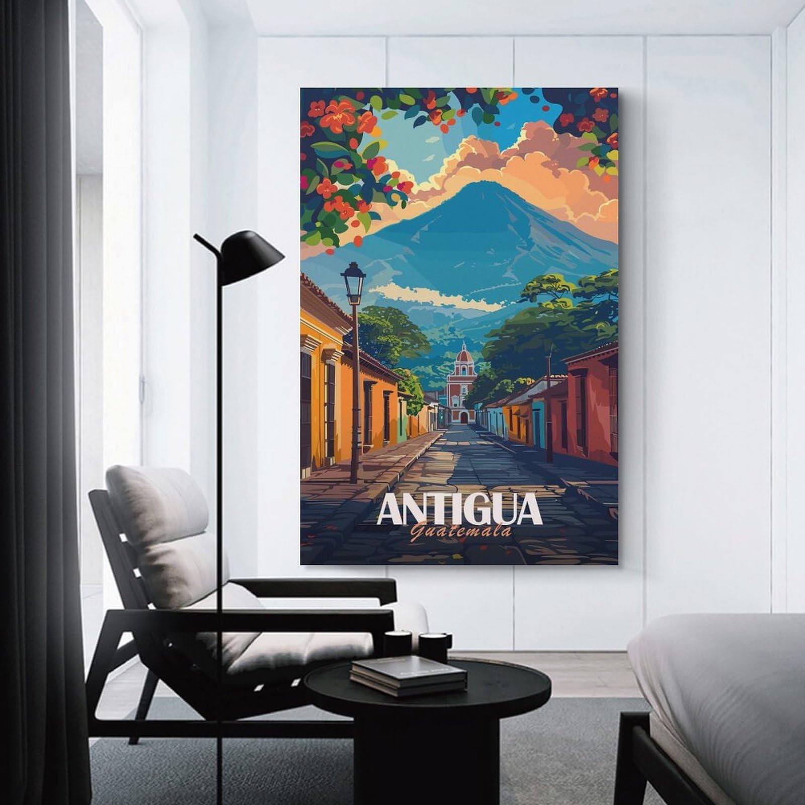 Junmoney Antigua Guatemala Travel Wall Decor Canvas Print, 24x36inch(60x90cm), for Hallway, Lounge Or Guest Room, Decorative Present for New Homes