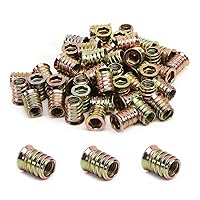 Vista 18 de MroMax 20 piezas de insertos de tuerca para muebles M6x10mm, acero al carbono, zincado, hexagonal interno, tornillo con brida, insertos de madera