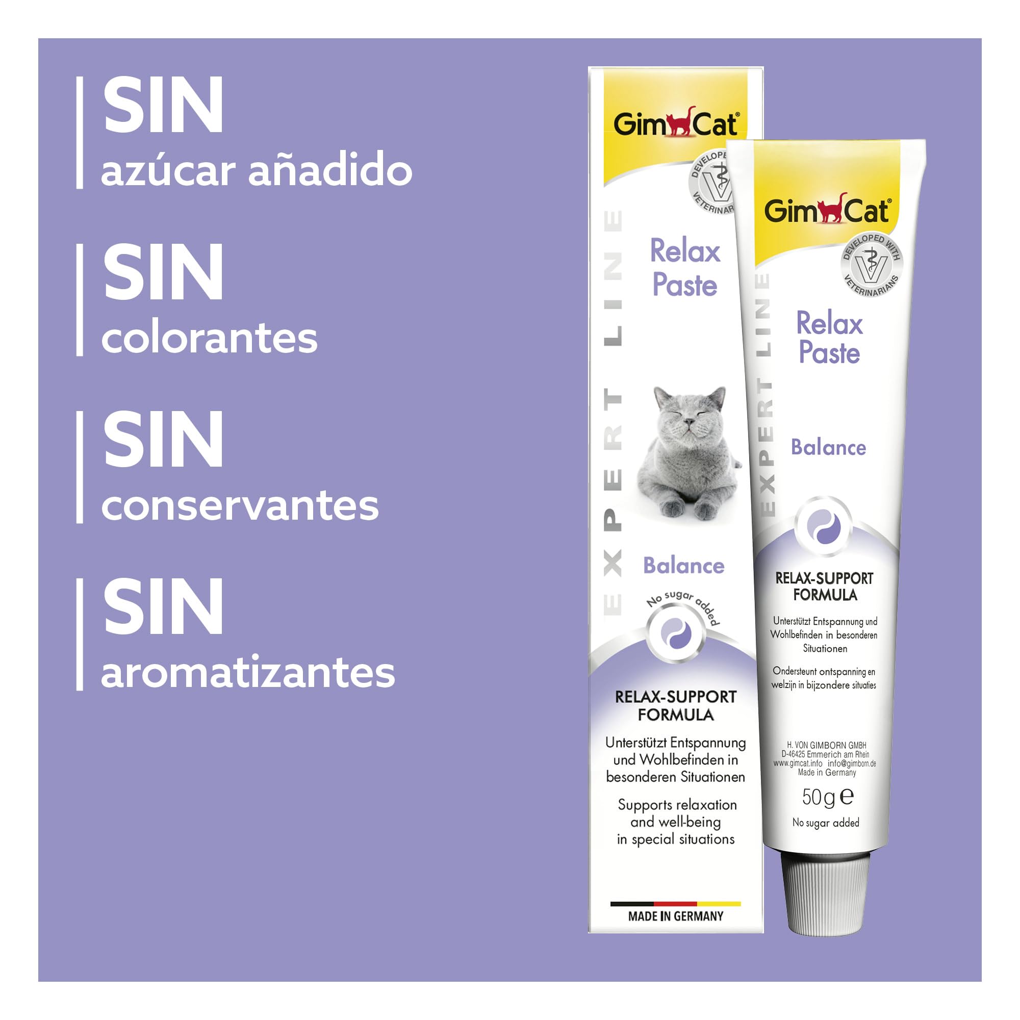 GimCat EXPERT LINE Relax pasta - Snack para gatos funcional que favorece la relajación y el bienestar del gato - 1 tubo (1 x 50 g)