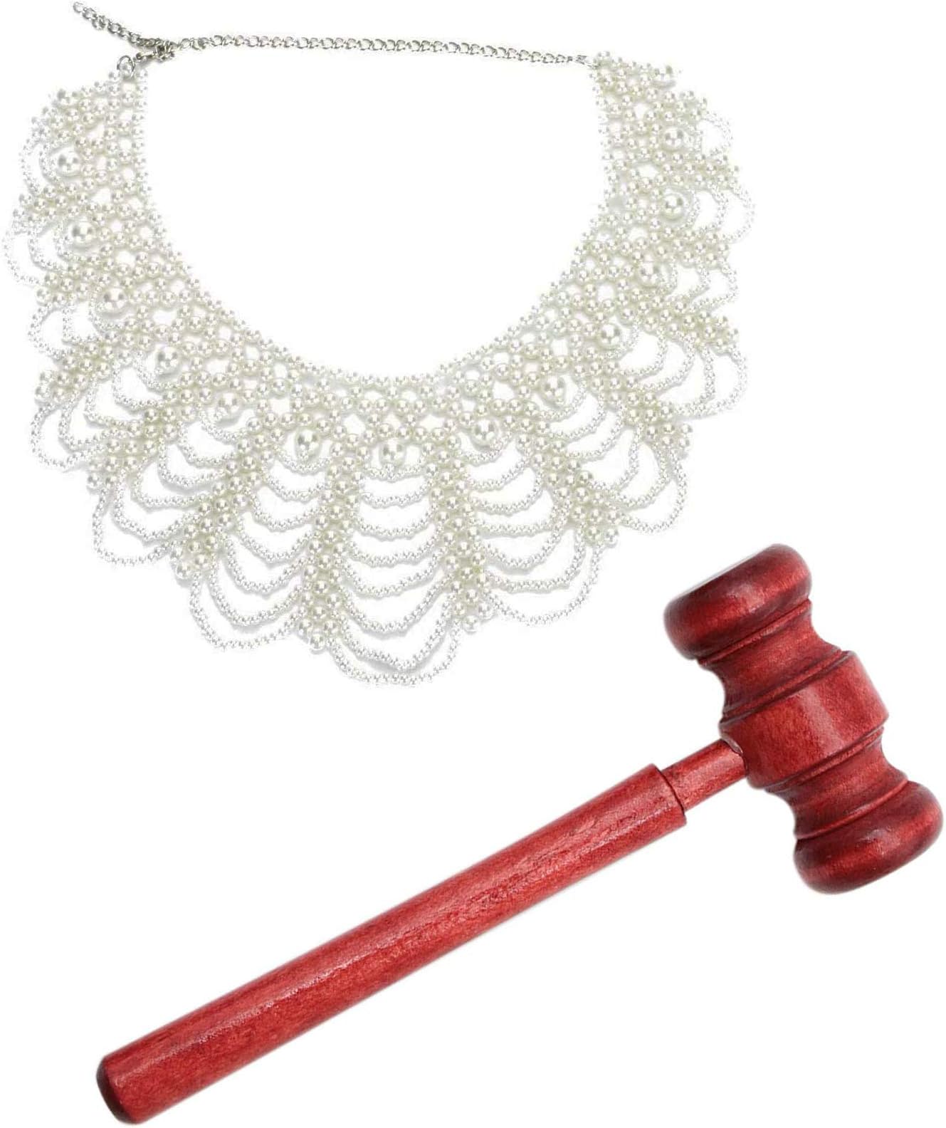 tyoungg Ruth Ginsburg RBG Dissent Collar Plus Wooden Courtroom Gavel For Halloween Cosplay Party Favors For Girls