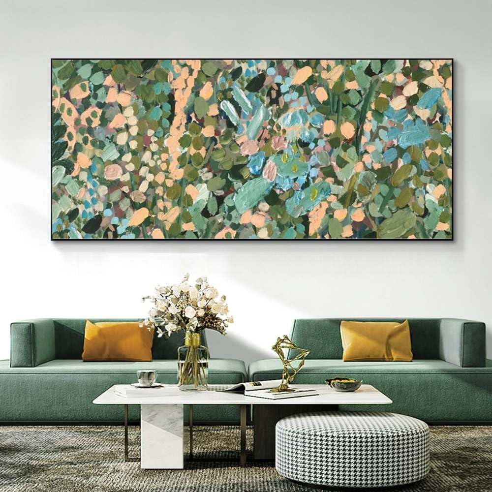 Pinturas Al Óleo De Arte De Pared,Pintura De Pared Pintada A Mano De Arte Moderno, Pintura Abstracta De Plantas Verdes, Pinturas Al Óleo Pintadas A Mano Sin Marco Sobre Lienzo, Arte De Pared Para S