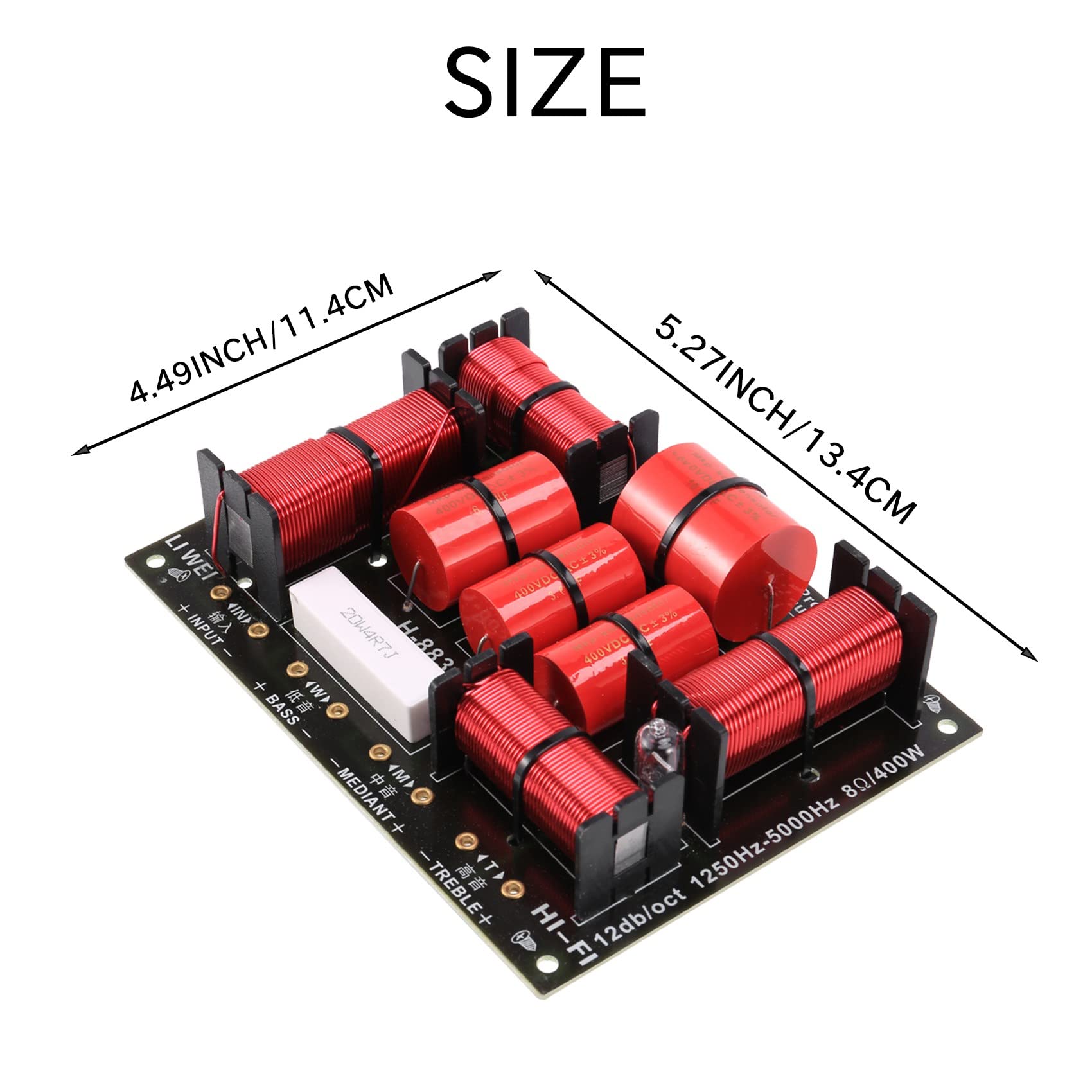 Divisor Mezcla de Estilos 3 VíAs de 400 W, Altavoz de Agudos de Alta Fidelidad, Altavoz de Graves Mezcla de Estilos 1250 H / 5000 HZ con ProteccióN de Tono Alto