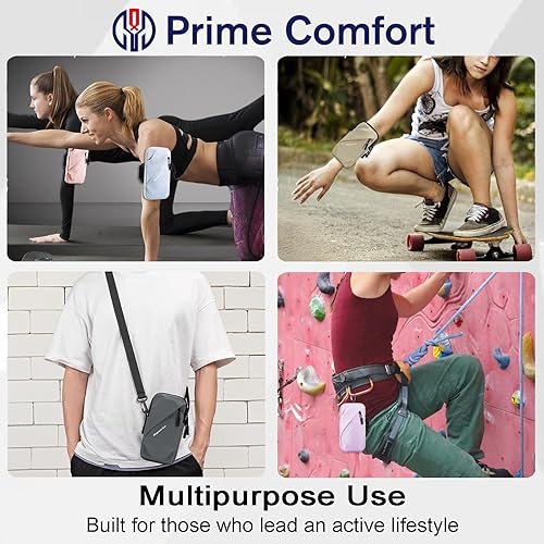 Miniatura 6 de Brazalete para teléfono celular, soporte para teléfono celular, funda de hombro, bolsa cruzada (gris)