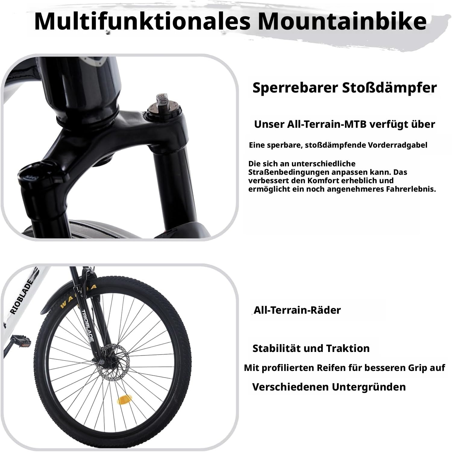 LSLIFE 24/26/27.5/29 Zoll Mountainbike 21 Geschwindigkeiten Fahrrad Leichtgewicht Aluminium Rahmen Fahrrad für Erwachsene Männer Frauen, Verriegelung Federgabel, Doppelscheibenbremse