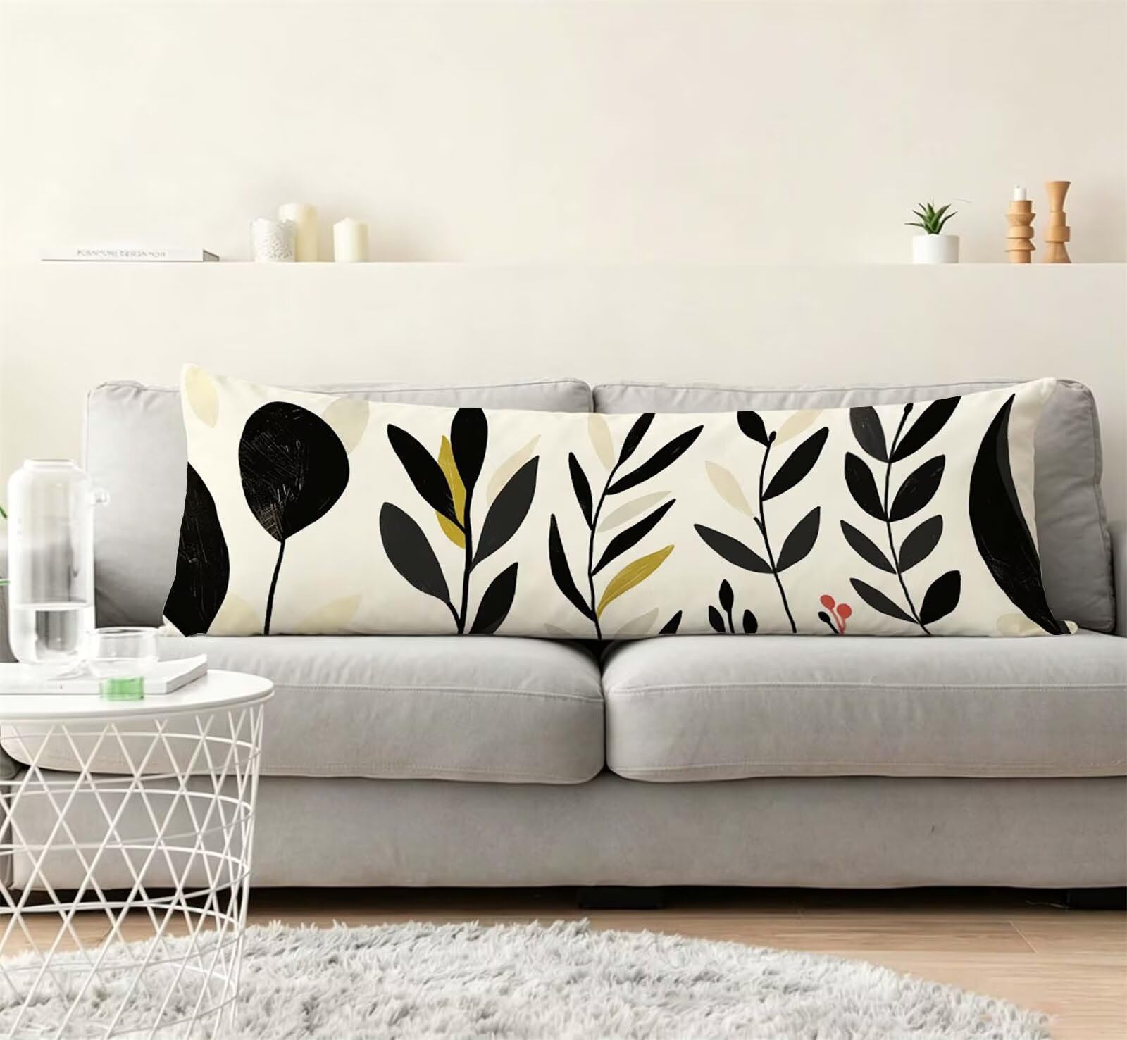 Fodera Cuscino 50 x 150 cm, Nordic-6 Lino Cuscini per Divano Letto, | con Invisibile Cerniera, Morbida e Traspirante, per biancheria da letto, divano, hotel, chi dorme sul fianco Fiore-3 j-21