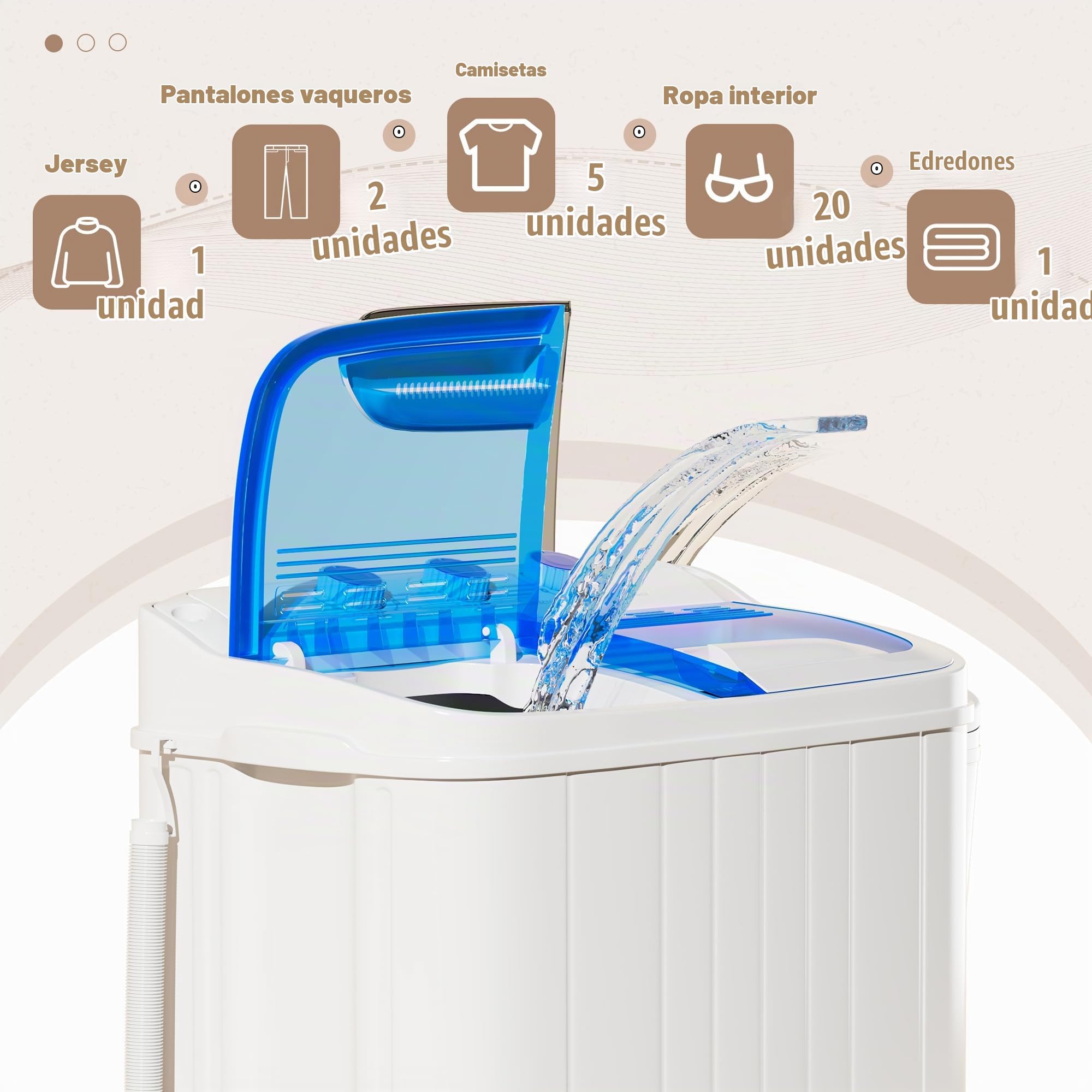 Greenvelly - Lavadora portátil de 16 libras, lavadora y secadora compacta, lavadora semiautomática de doble tina para dormitorios, apartamentos, caravanas (azul)