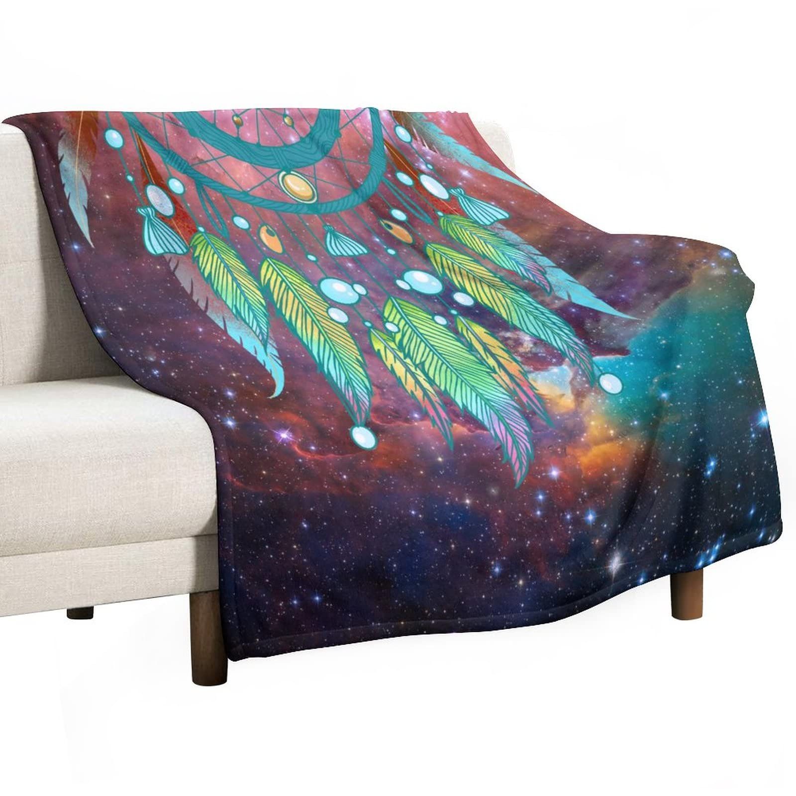Couverture attrape-rêves double face au fini premium floral et galaxie