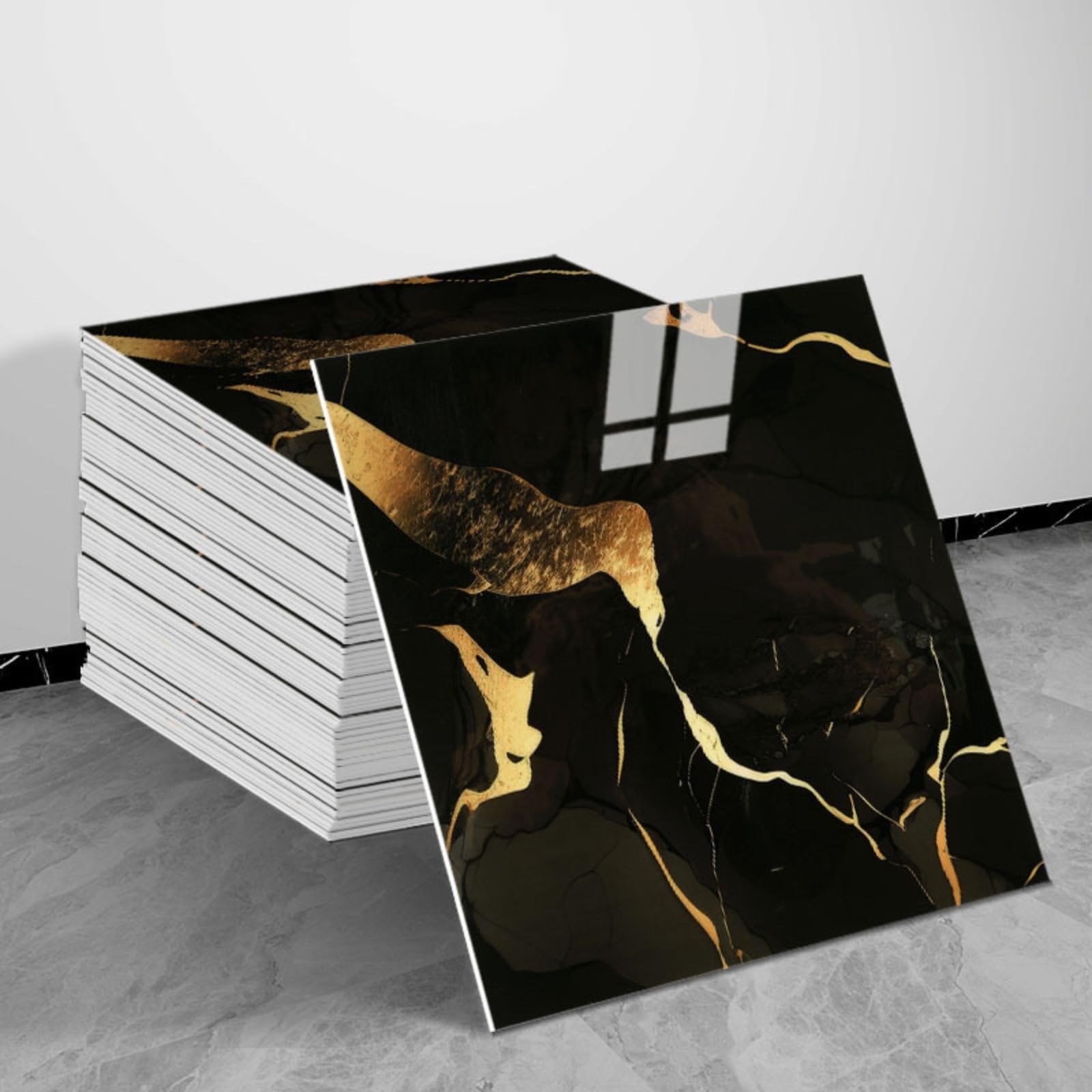 Wall Tile Stickers, Marble Effect Vinyl Floor Tiles, 20pcs-30x30cm Self-Adhesive Peel & Stick Wall/Floor Stickers, Waterproof Removable Decor (20pcs-30x30cm,1127)