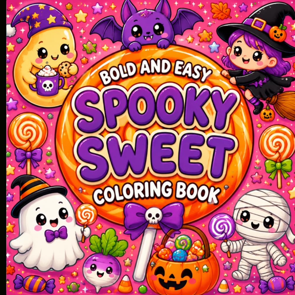 Bold and Easy Spooky Sweet Coloring Book: Relaxing Halloween Designs Filled with Cute Treats and Spooky-Sweet Vibes.
