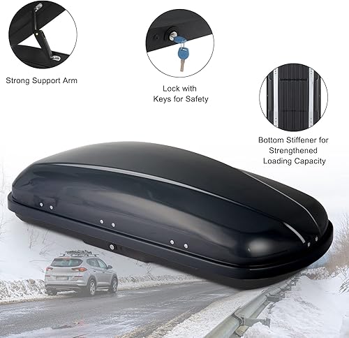 Miniatura 9 de TUFFIOM Caja de carga para techo de 1165 pies cúbicos con llaves carcasa dura impermeable para almacenamiento de techo de viaje portaequipajes