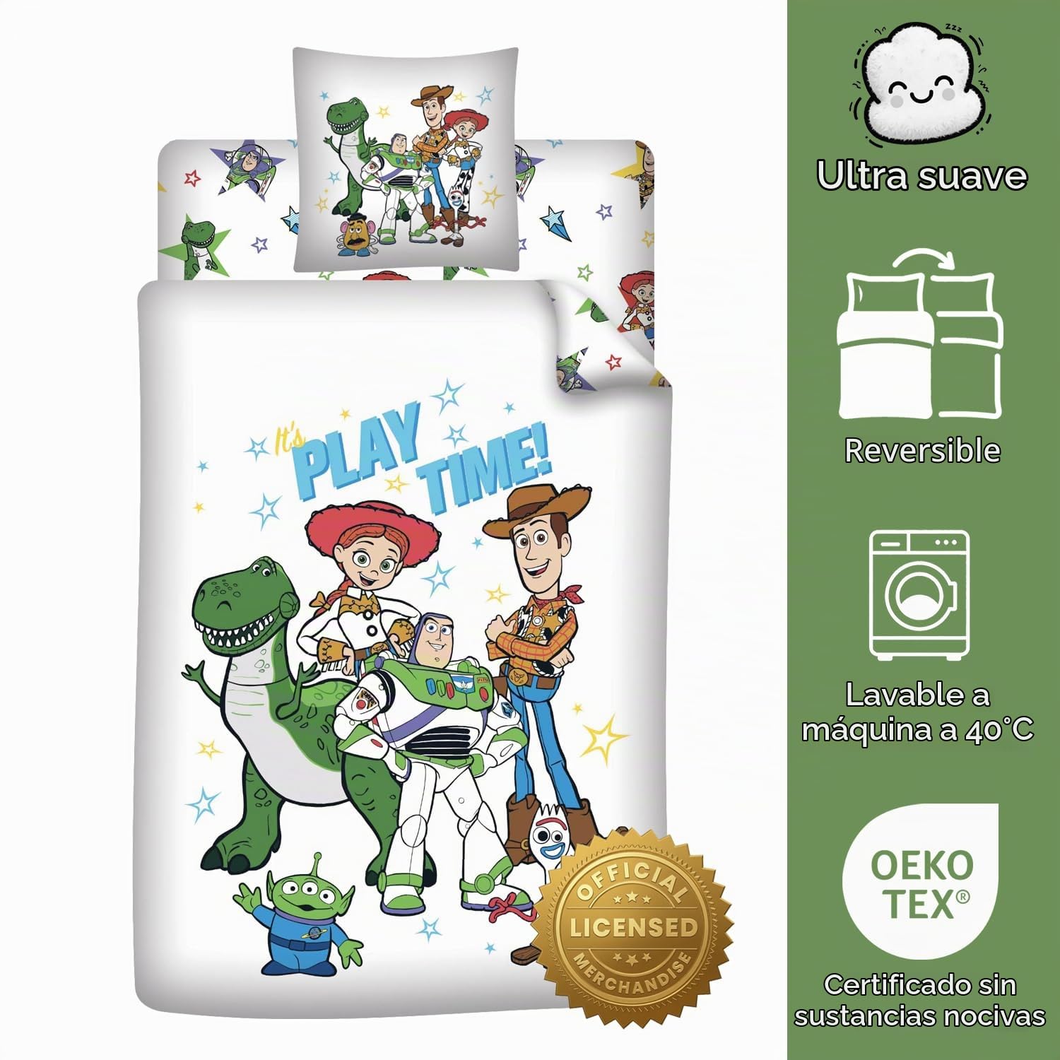 Toy Story 3 Piezas Funda Nórdica Cama 90 140x200 + Funda Almohada + Bajera
