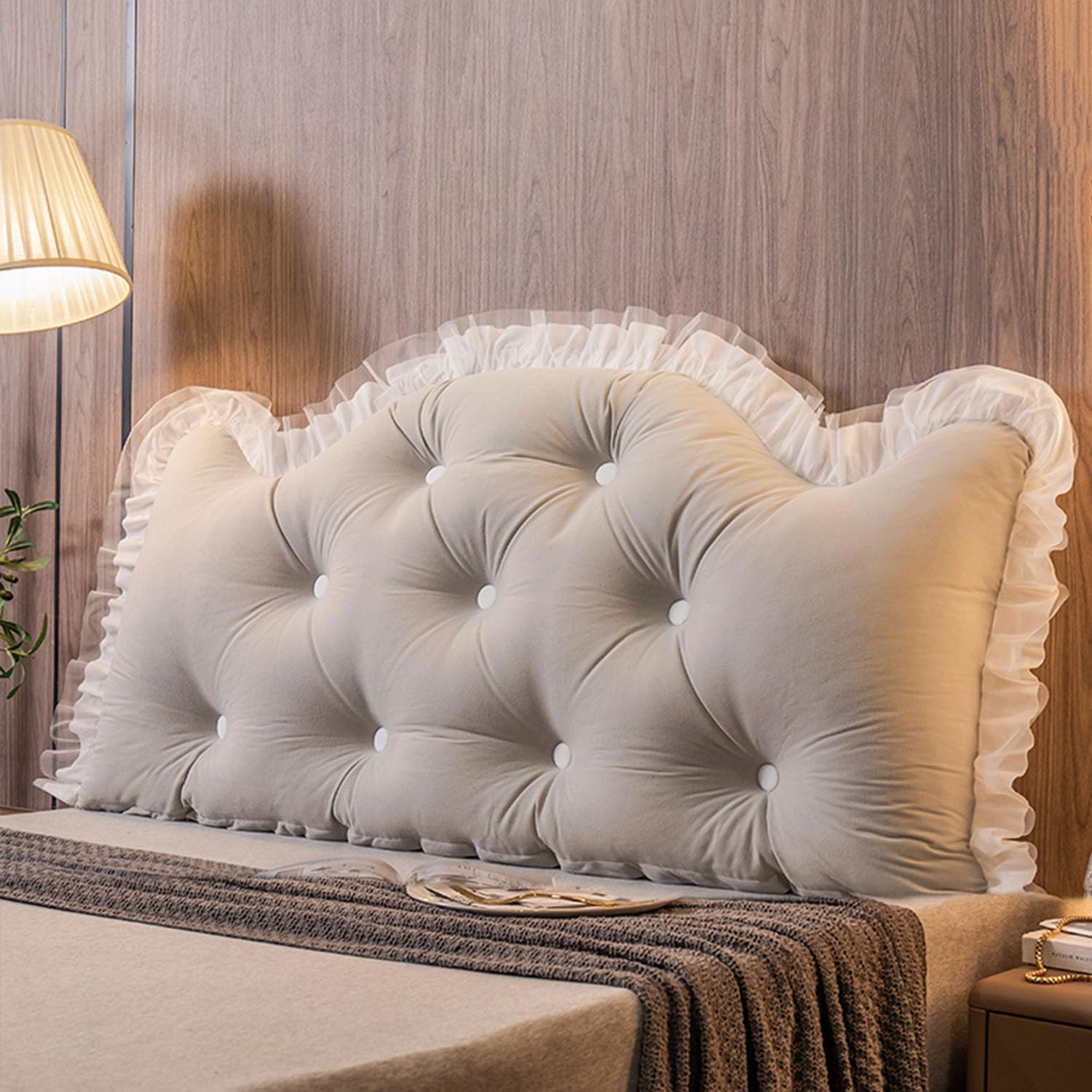 Cómoda almohada de lectura de cuña gris para sofá cama, cojín extraíble para respaldo para sofá y cama, doble cara, ideal para relajarse y leer (180 cm)