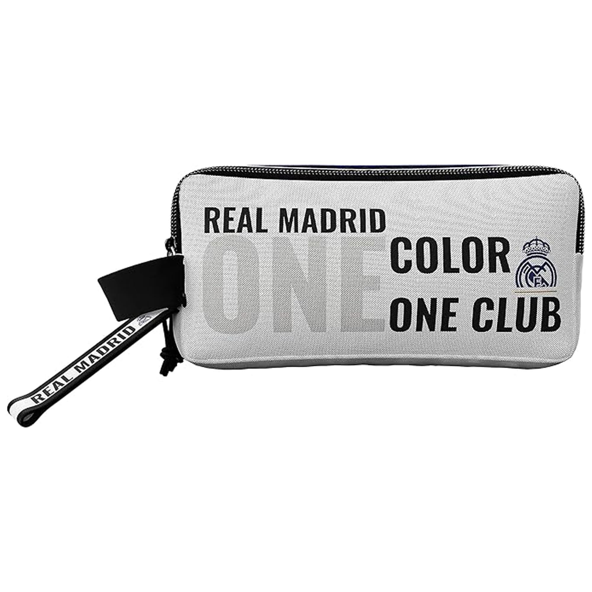 CYPBRANDS Real Madrid- Portatodo, Estuche triple, 3 cuerpos, Material escolar, Color blanco, One Color One Club, Producto Oficial, Complementos de fútbol