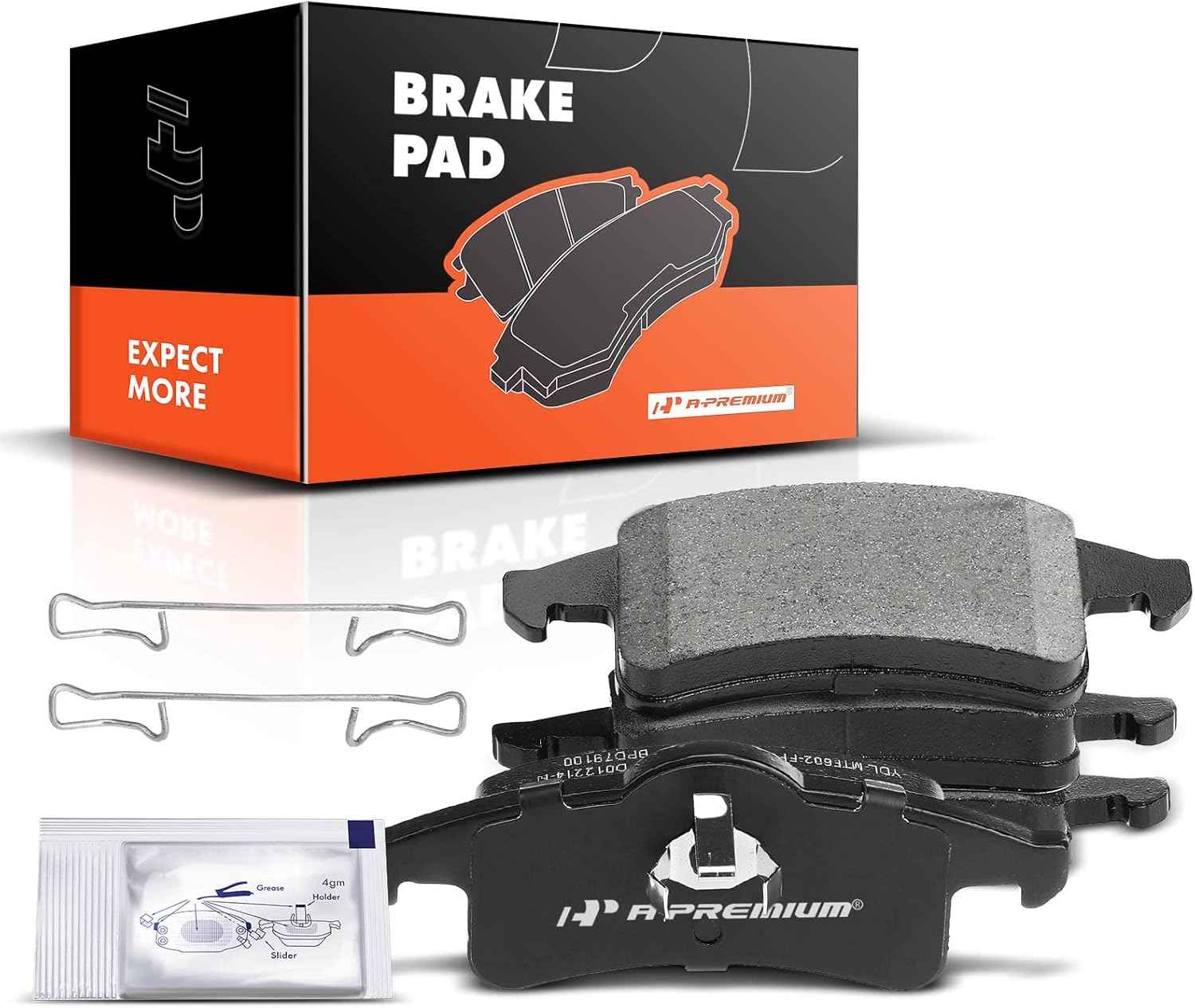 A-Premium Rear Ceramic Brake Pads Set Compatible with Jeep Models - WJ Grand Cherokee 1999 2000 2001 2002 2003 2004, 4.0L/4.7L, with Hardware, 4-Pack