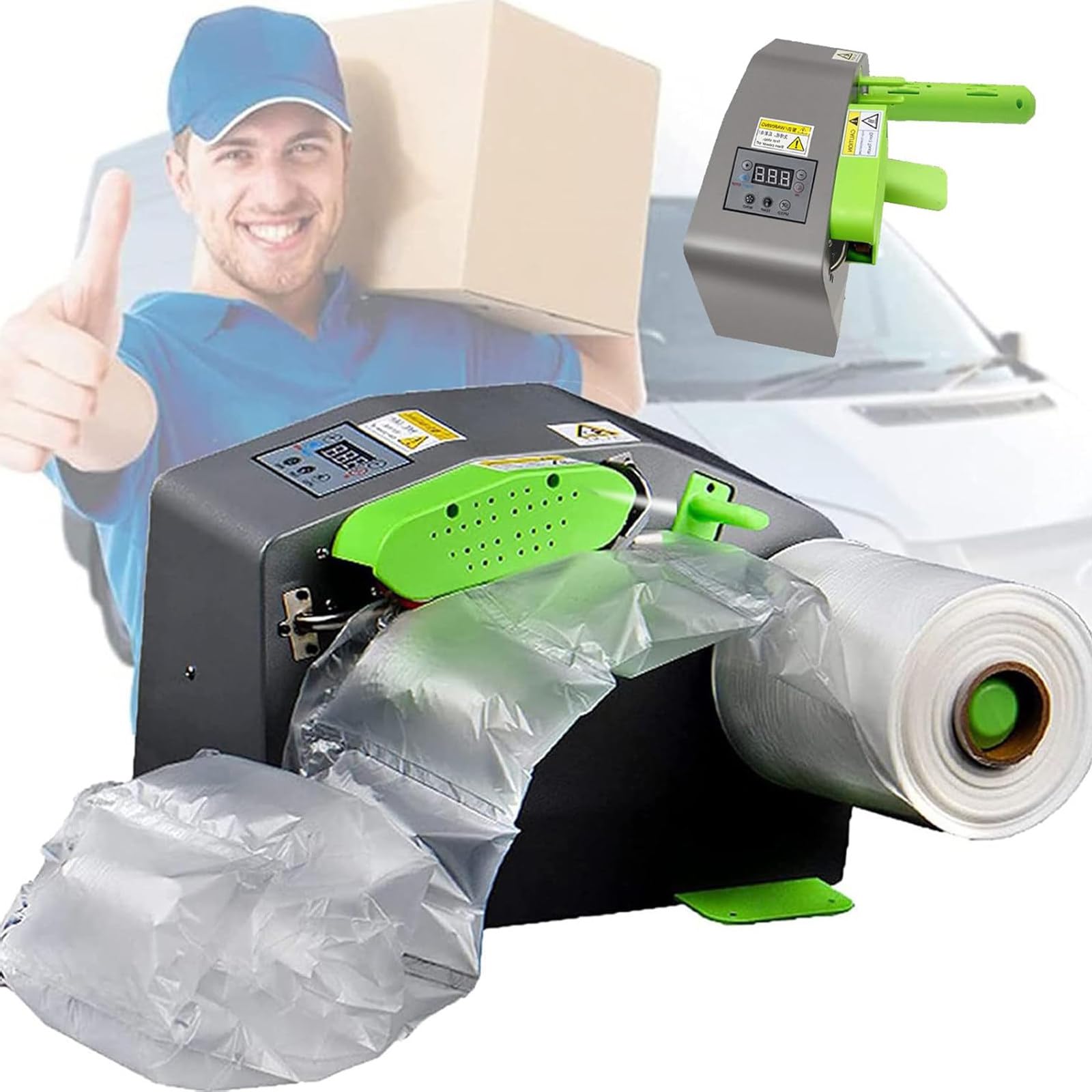 Machine automatique à coussin d'air avec écran numérique LCD, gonfleur de sac professionnel 12 m/min, température de scellage thermique 160-200 niveaux pour emballage