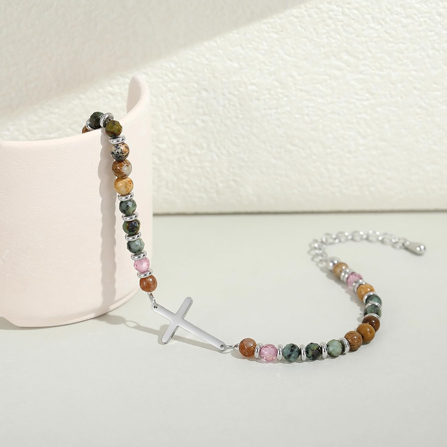 Dainty Cross Bracelet for Women, Easter Basket Stuffers for Teens, Christian Gifts for Women Friends Sister Daughter Mom Sister in Christ on Birthday Valentine's Christmas - Image 4