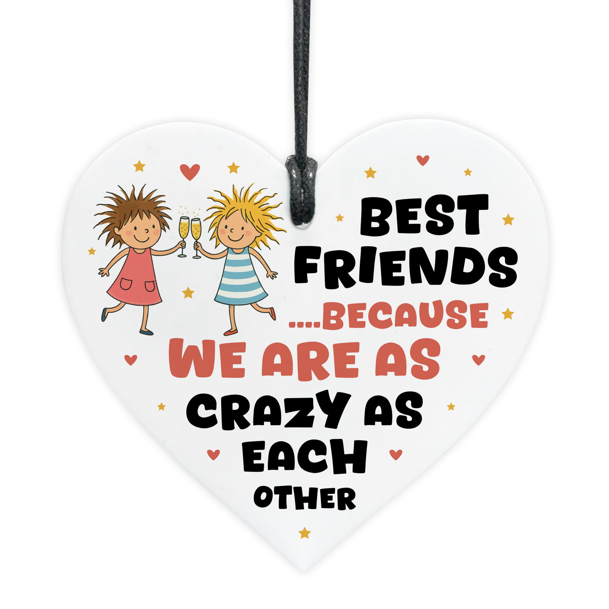Red Ocean Funny Best Friend Acrylic Heart Plaque CRAZY AS EACH OTHER Friendship For Women For Best Friend Novelty Birthday BFF Keepsake