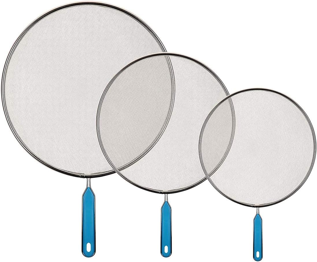 Grease Splatter Screen Guards for Frying Pan - Mesh Stainless Steel Pot Oil Cooking Cover Skillet Lid, Splatter Screen Frying Pan Cover, Protector Home Kitchen Accessory, 3PCS