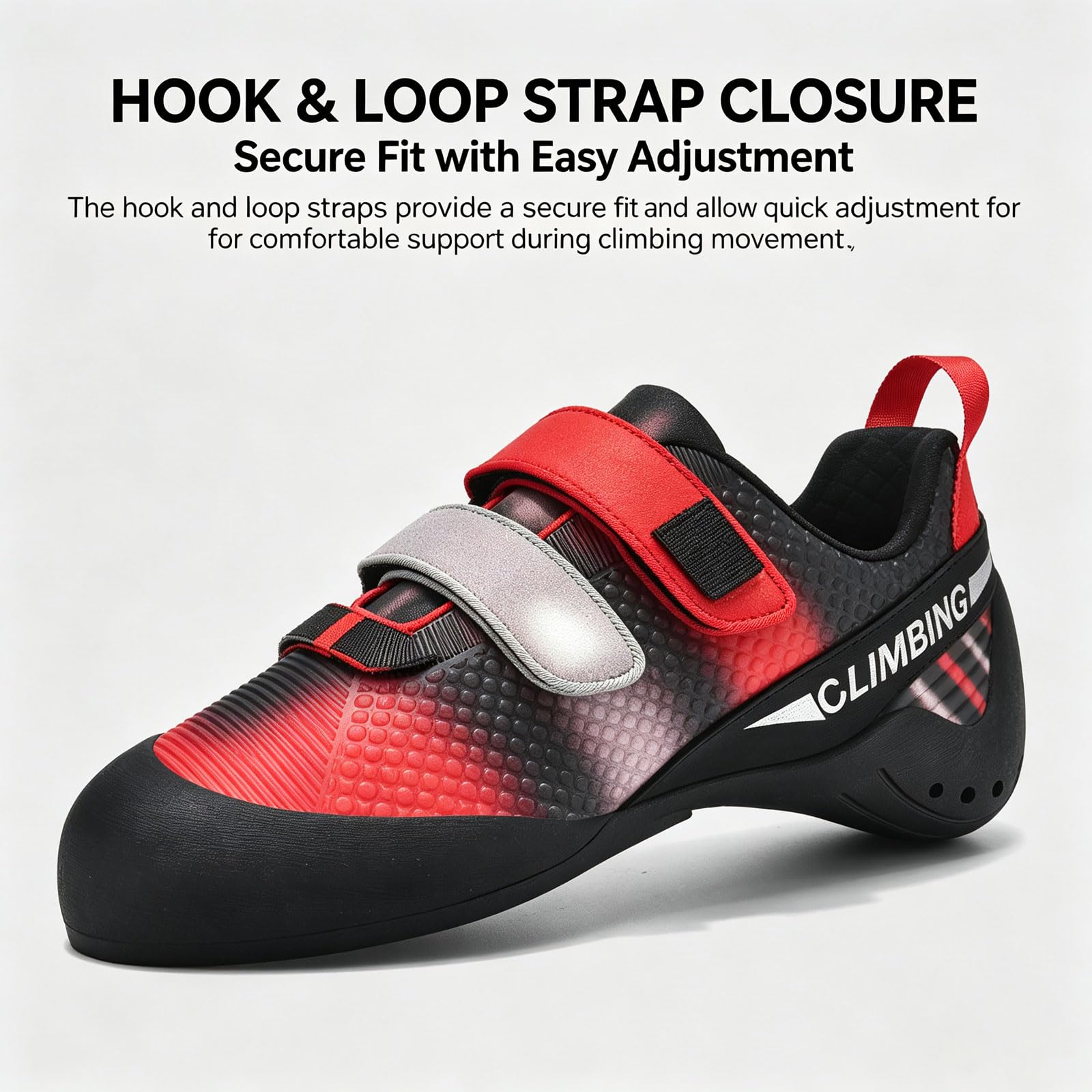 Zapatillas Entrenamiento Boulder Goma pegajosa Zapatos scalada Modelo slip-on Refuerzo en la puntera Pisar PrecisióN Los Puntos Tallas: 32-44 Con dos tiras adhesivas en Roca Profesionales