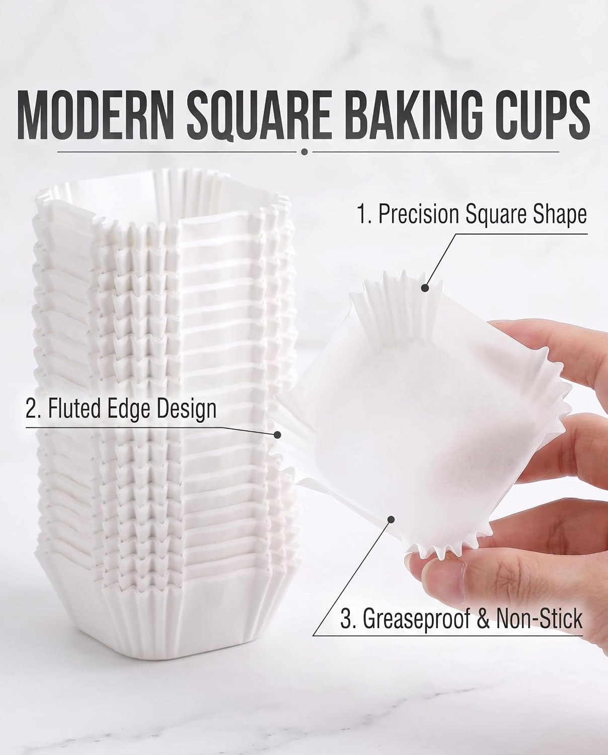 Kichvoe 1000Pcs Square Cupcake Liners for Baking Muffin Liners 2.55"