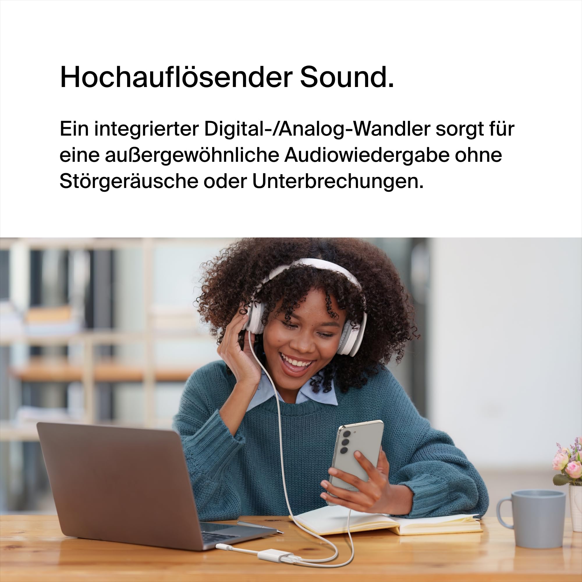 Belkin Rockstar USB-C Audio- und Ladeadapter, weiß