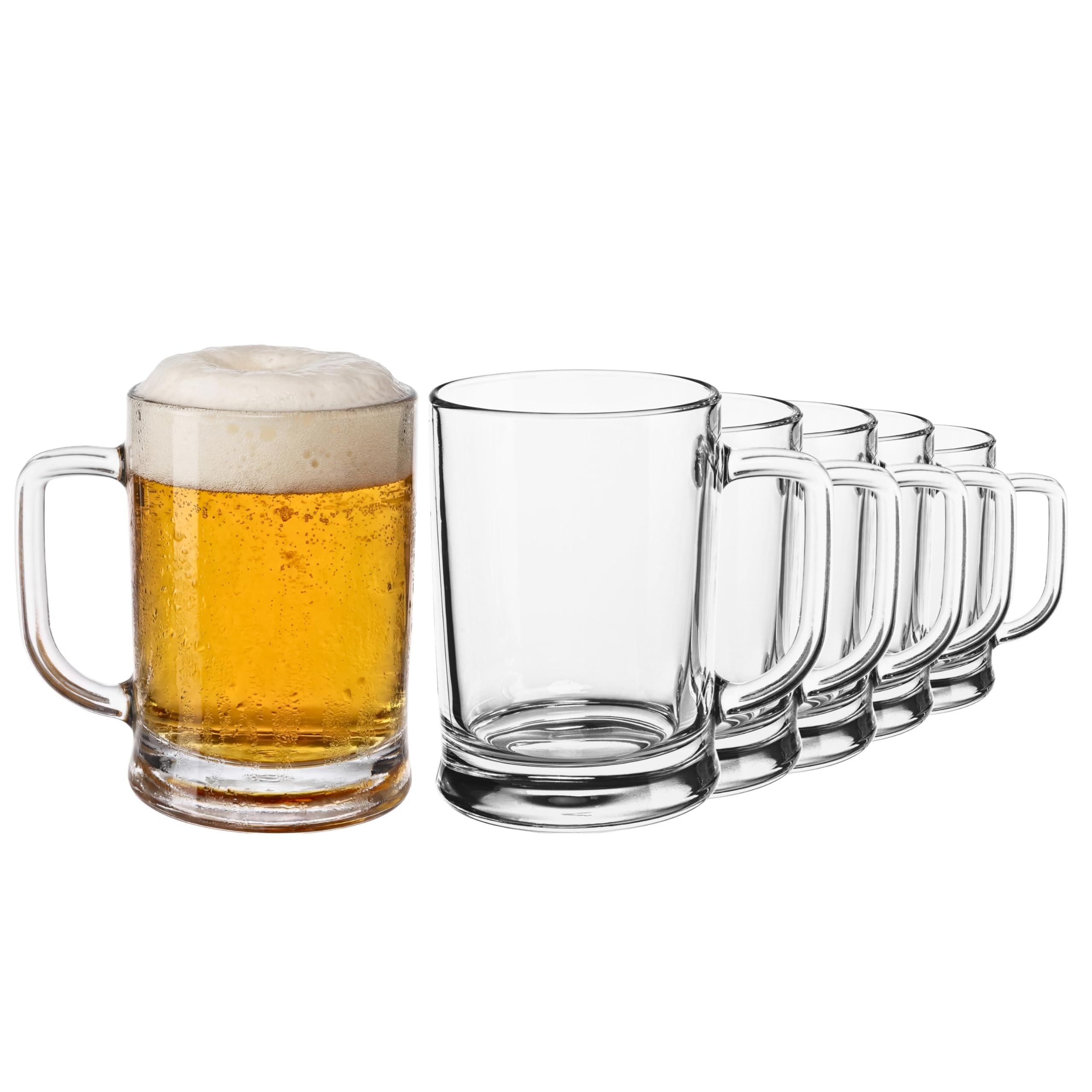Bierkrug 0,4 Liter Set von 6 mit Handlichem Griff Glaskrug 0,4 Liter Bier Glas Bier Krug Biergläser 0,4 Bierbecher Biermaßkrug Glas Bierkrüge Maßkrug Transparent, Birra