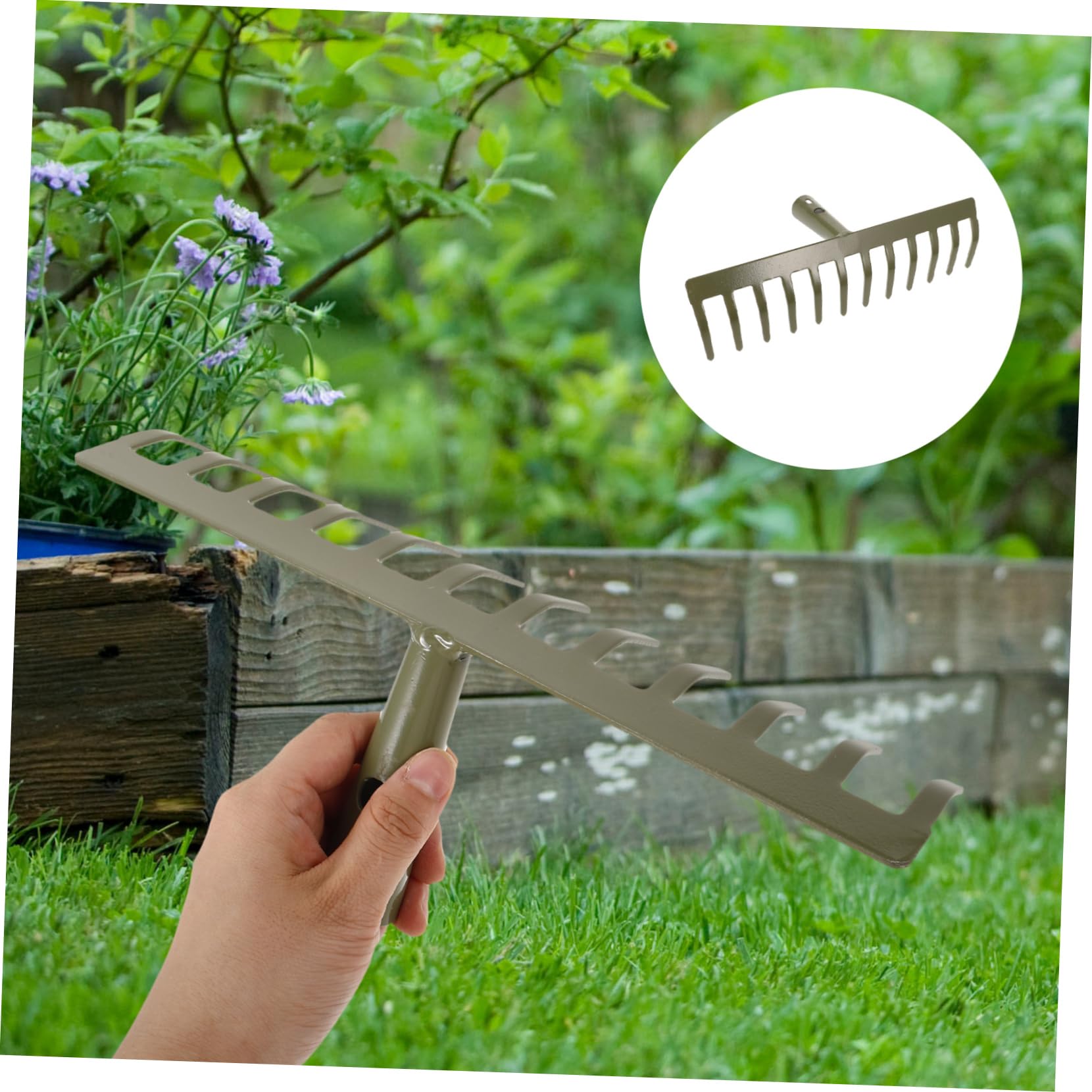 POPETPOP 2piezas Rastrillo De Jardín Ergonómico De Dientes para Césped y Jardinería Herramienta De Limpieza para y Mango Cómodo y Resistente