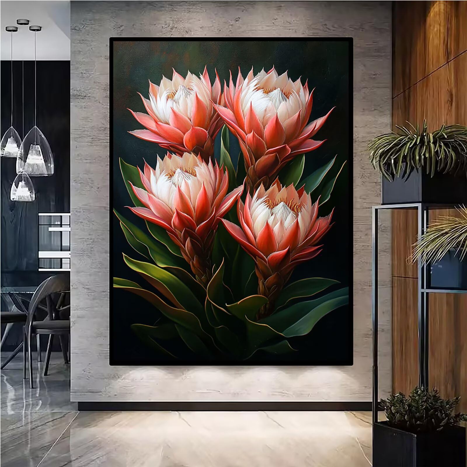 Diamond Painting Kit Completo, Diamond Painting Fiori, 5D Quadrato Pittura Diamante Kit Manualidades Adultos DIY Diamantini Crystal Art Disegni Ricamo Punto Croce Artigianale, 60x90cm Pianta j0-975