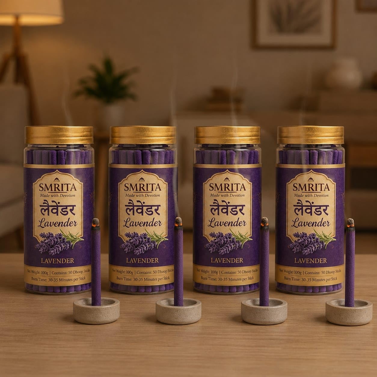 Lavender dhoop Sticks | Charcoal Free Premium Incense Sticks |Incense Sticks (dhoopbatti) for Pooja,Meditation,Yoga & Home Fragrance |Natural Lavender Scent by SMRITA | Smrita Incense Sticks-picture-10