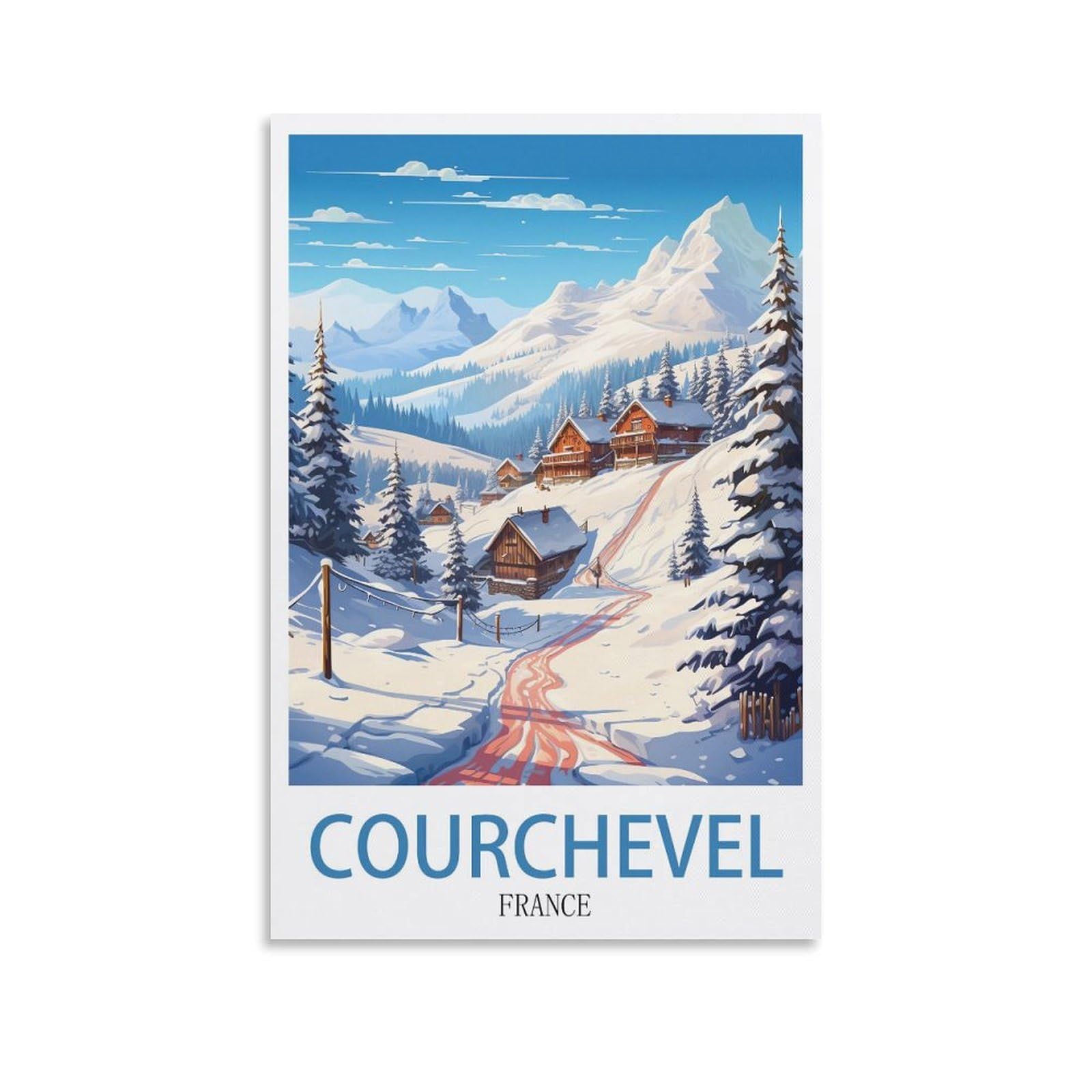 EZMLFA Diamond Painting Kits for Adults,Courchevel Ski France DIY Crystal Embroidery Gifts,Diamond Art Craft,for Living Room Home 30x40cm