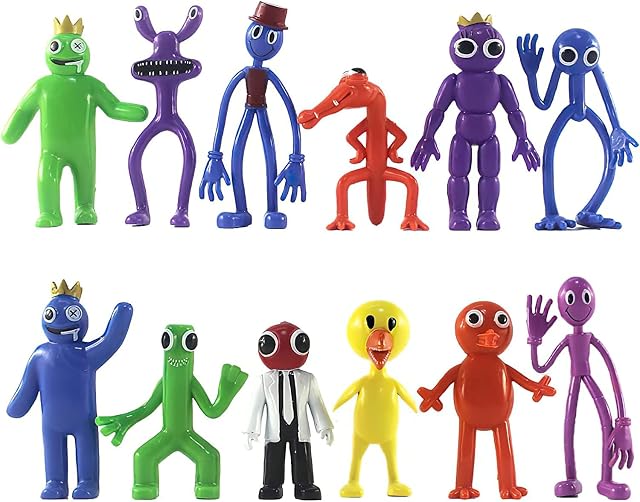 COGNOO Rainbow Friends Figure 12pcs,PVC Popular Game Cartoon Characters Statue Collectibles Model Figure Ornaments 3.5-4.5 inches for for Halloween and Game fans