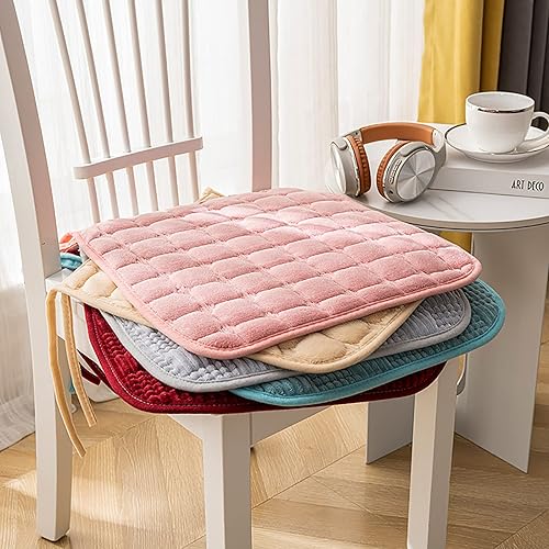 Miniatura 2 de Yizc Cojín para silla de cocina, cojín de asiento antideslizante de terciopelo lavable con lazos, funda de asiento suave y sostenible para oficina,