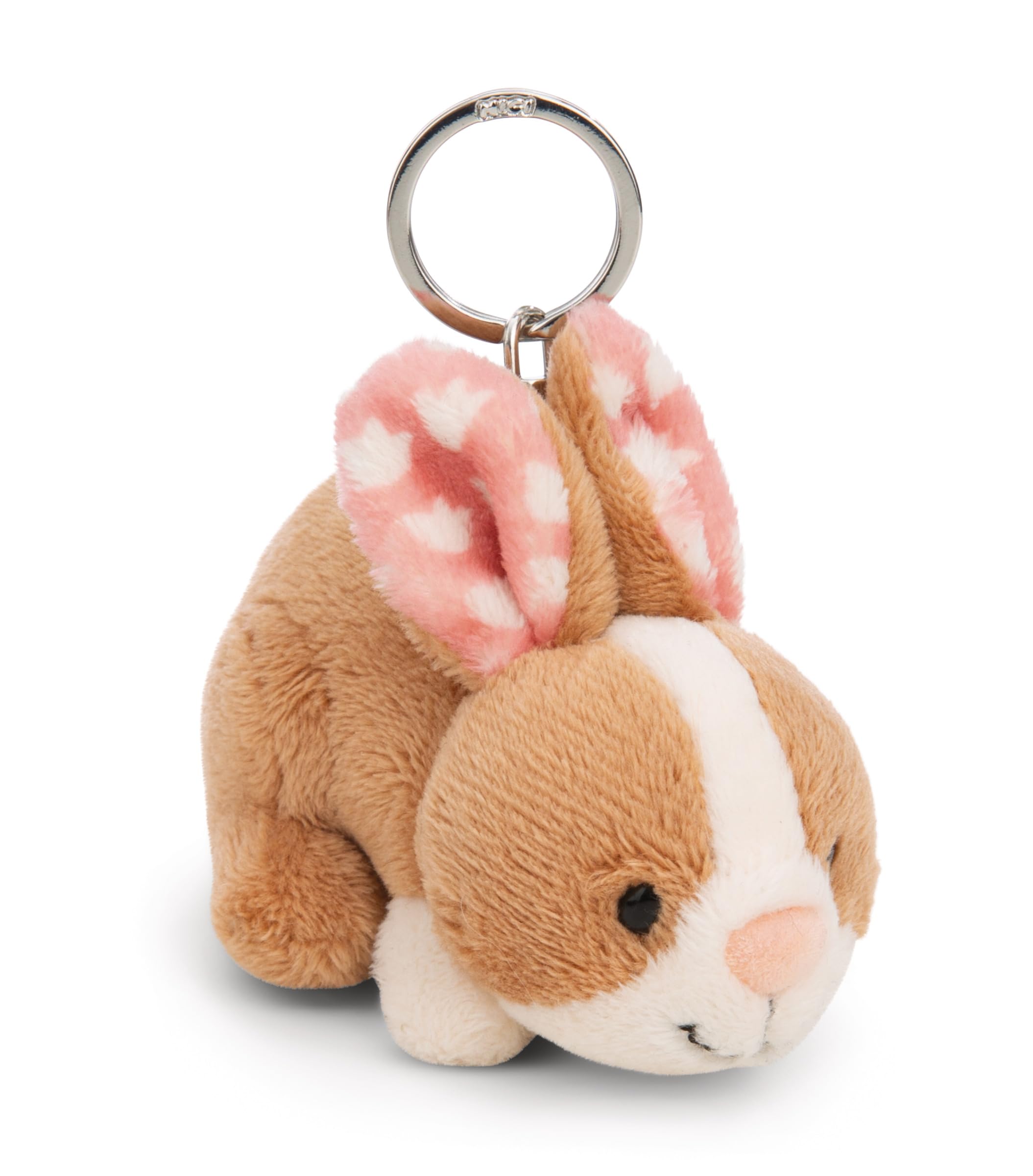 NICI Keyholder rabbit Hopsala 10cm - brown - Plush companion for backpack or bag, cuddle charm with metal ring for keychain & key holder | 61620