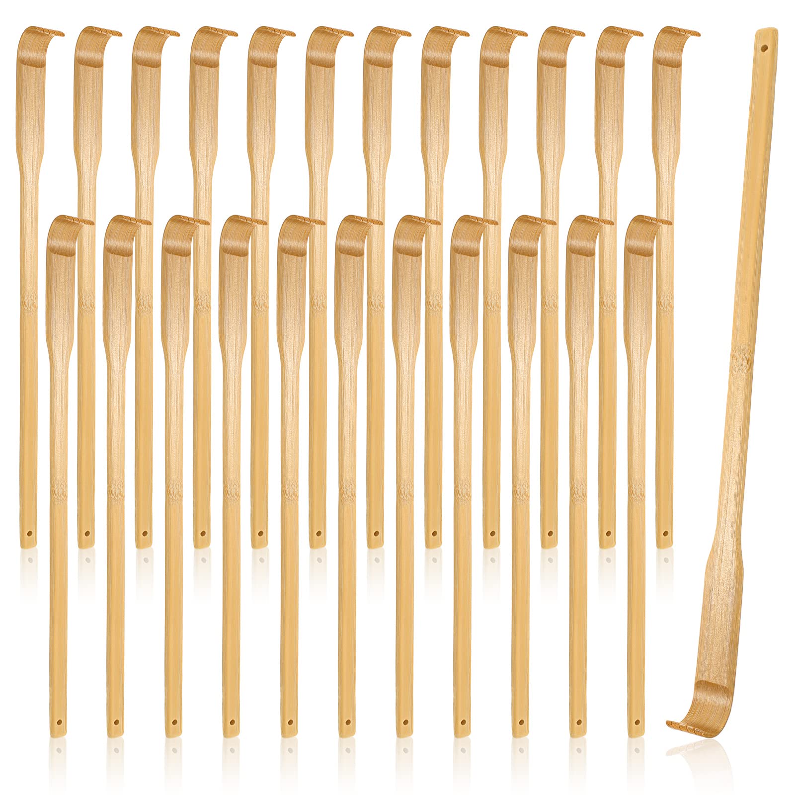 Yinkin 24 Pieces Bamboo Back Scratcher Bulk Long Manual Back Massager Traditional Wooden Back Scratcher for Itching Relief and Body Massage Elderly Men Women Christmas Gifts for Nursing Home