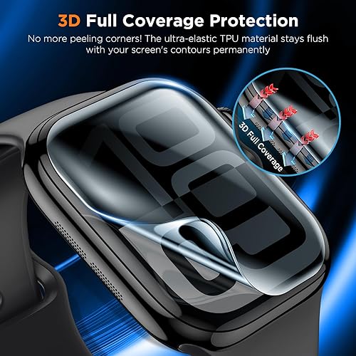 Miniatura 90 de LK Paquete de 8 protectores de pantalla para Apple Watch de 1.732 pulgadas Series 6/5 SE2 [película suave mejorada] [autorreparación] película