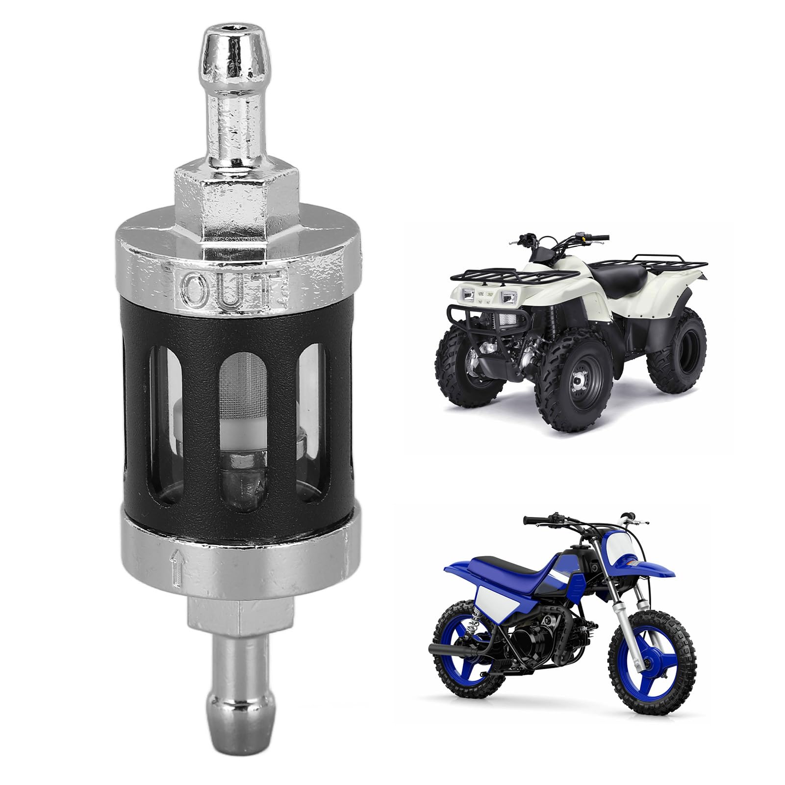 Rubinetto Carburante Universale Da 8 Mm/1/4" Con Tubo Flessibile Da 6 Mm Per Moto, Quad - Foto 2