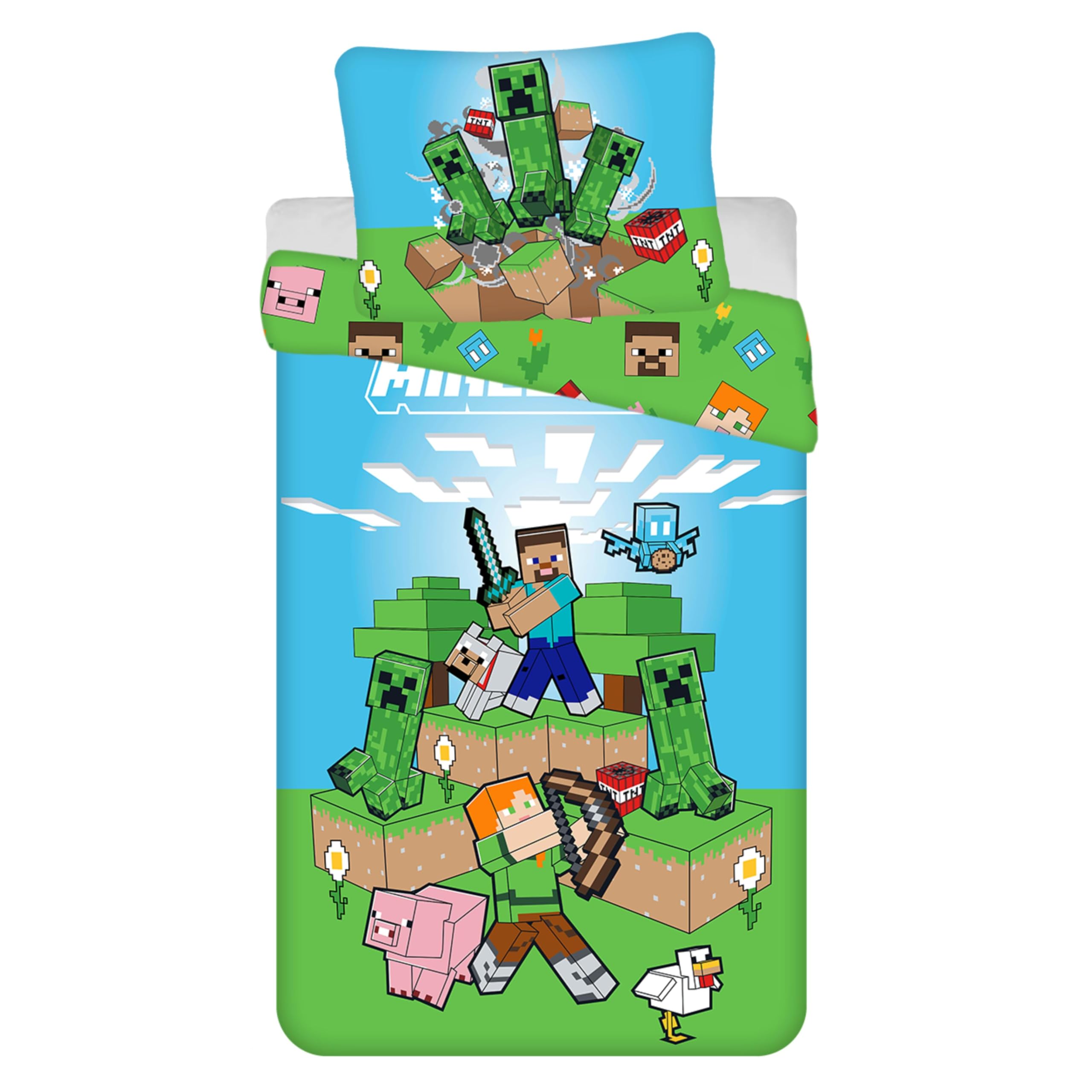 Minecraft ropa de cama de 135 x 140 x 200 cm funda nórdica infantil y juvenil reversible