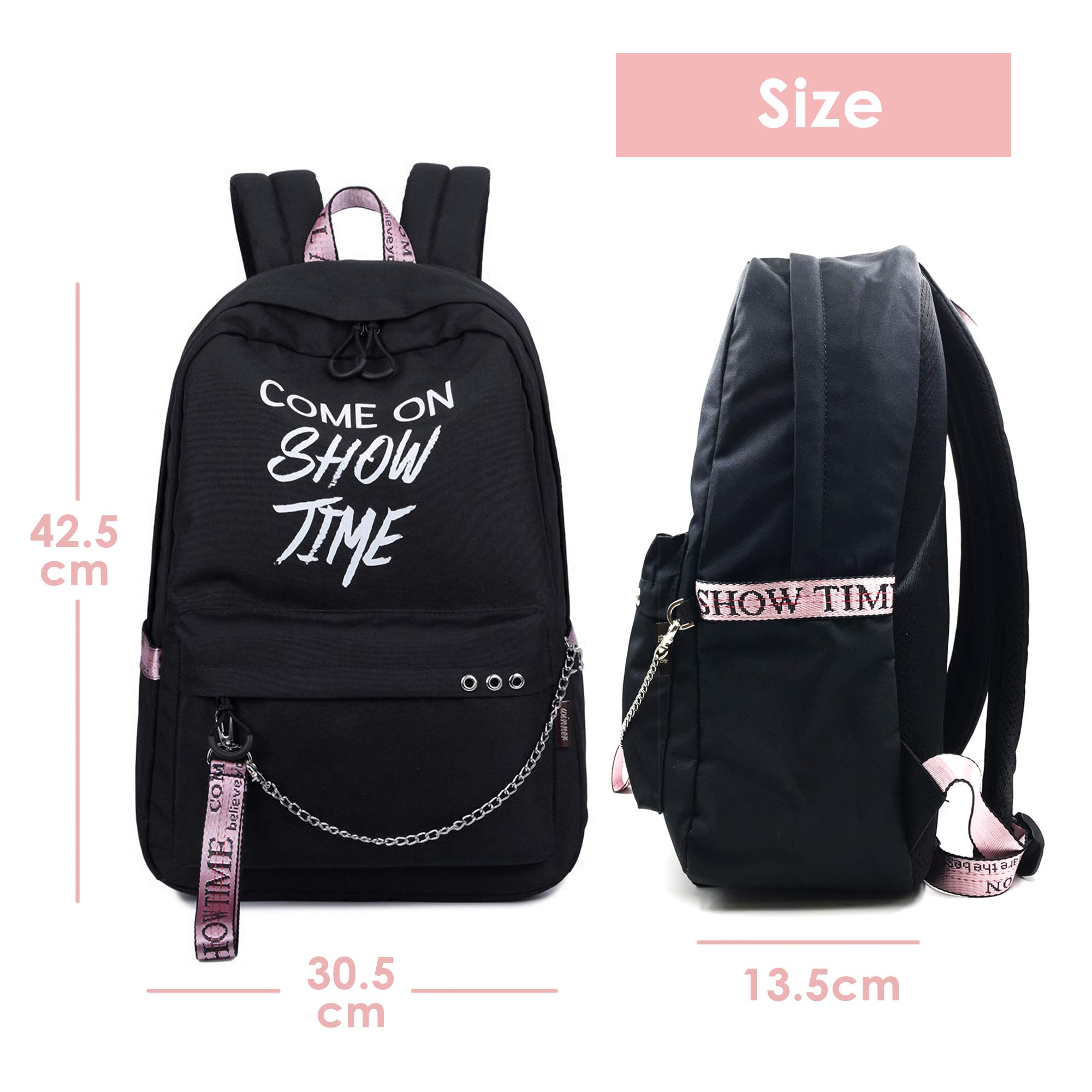 HASAGEI Mochilas Escolares Juveniles para 15.6“ Mochila Unisex para la Escuela Daypacks para Mujeres Hombres (Negro)