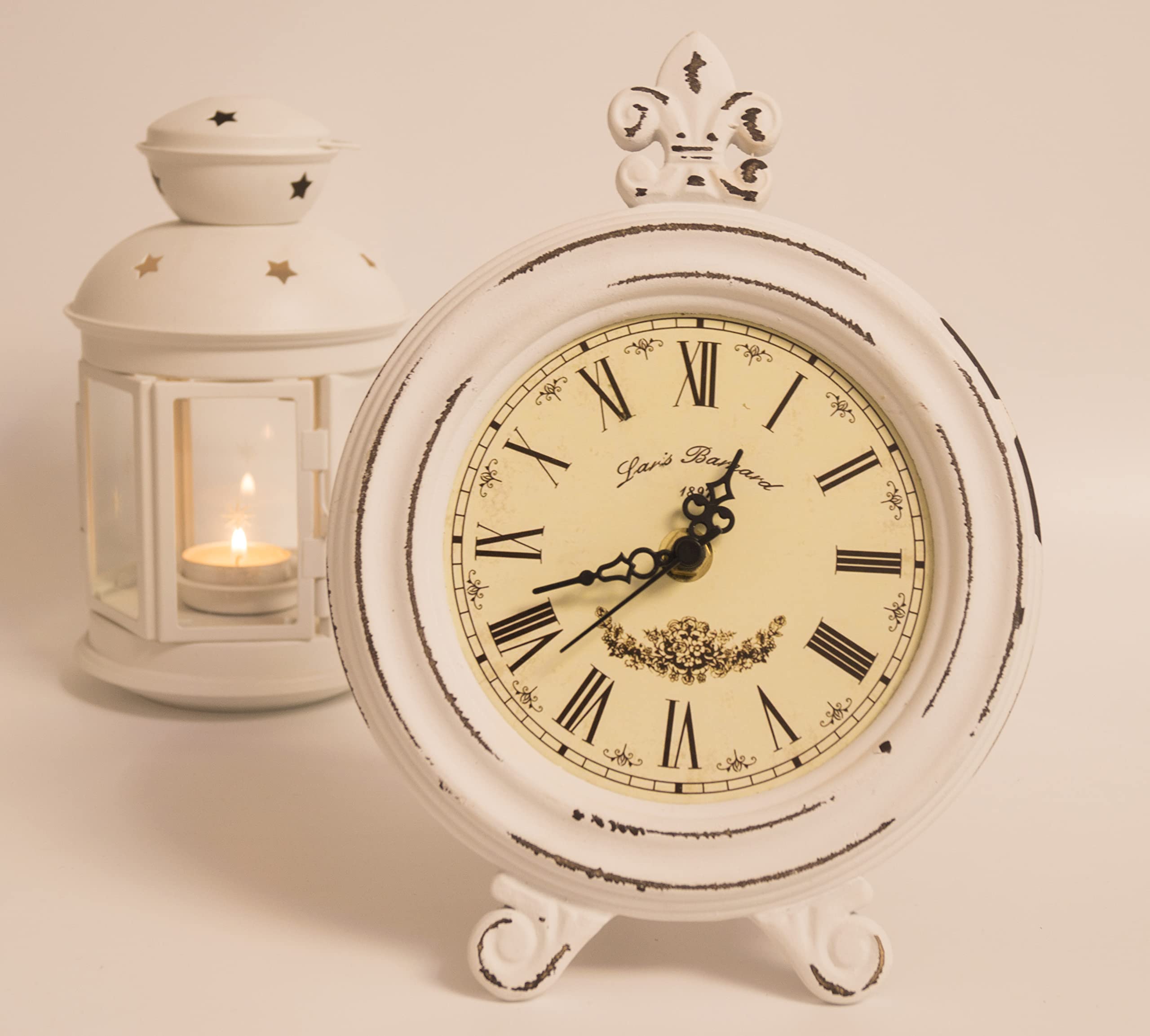 Horloge de Table en Fer Forgé Vintage Style Européen Rétro pour Décoration de Bureau à Domicile (Marron