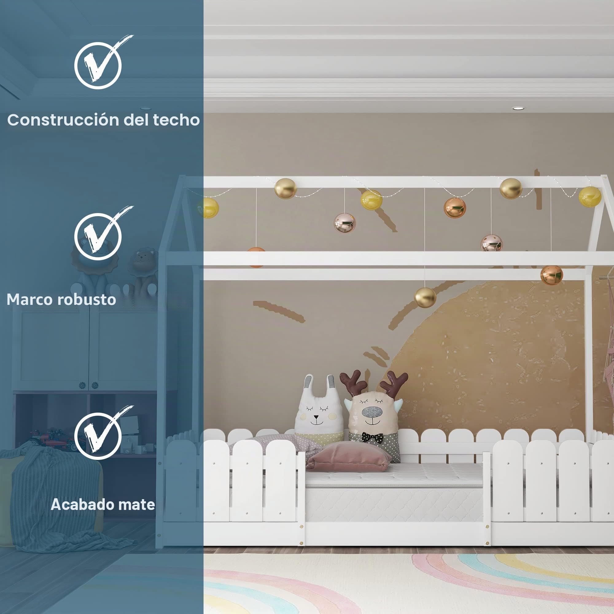 Moimhear Cama Infantil de 90 x 200 cm – versátil Cama Infantil de Madera para niños y niñas