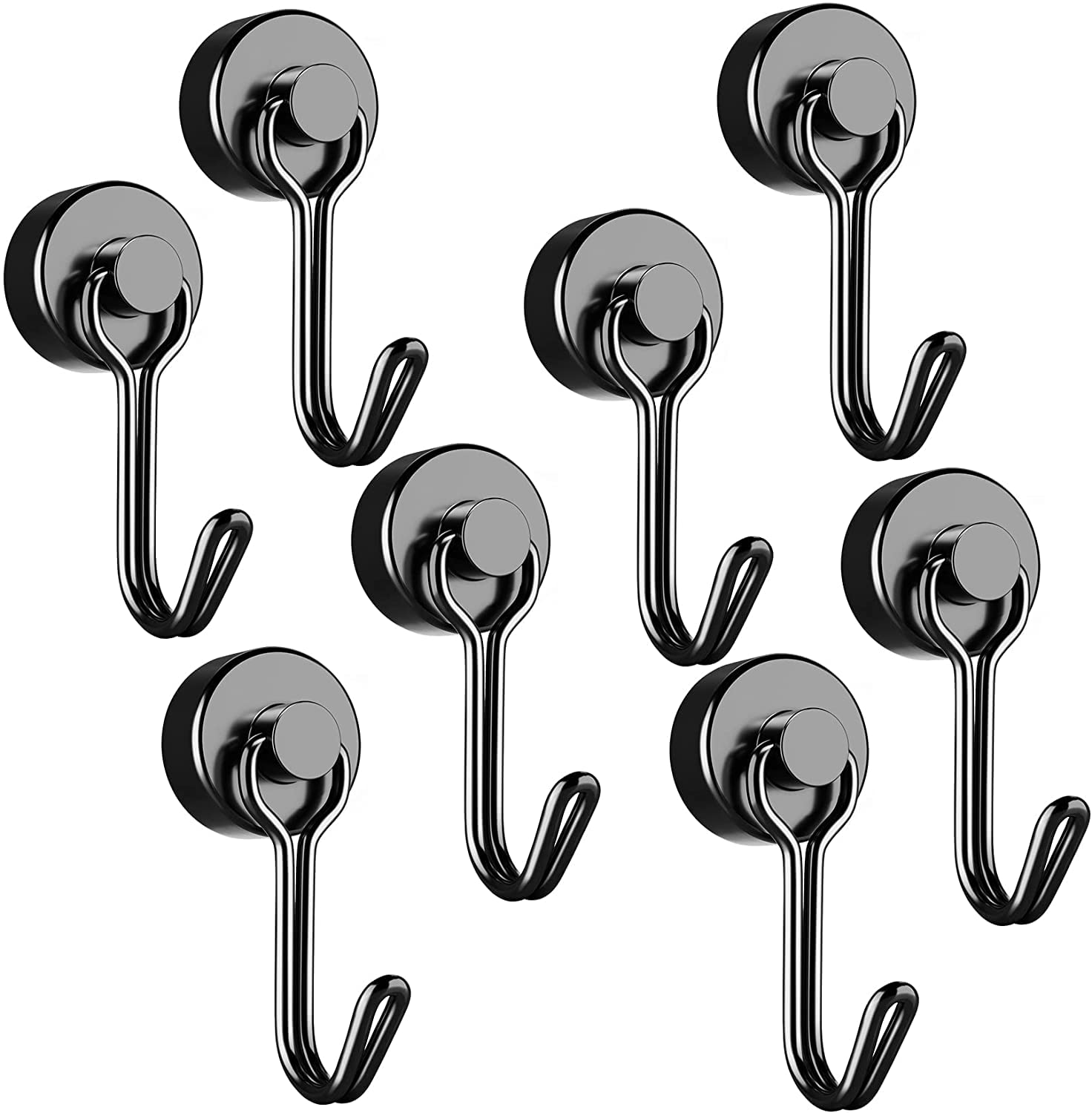 FINDMAG Magnetic Hooks, 12 Pack 40 LBS Swivel Swing Neodymium Magnet Hooks, Black Magnetic Hooks for Fridge, Magnet with Hooks Strong Magnet Hooks for Hanging, Camping, Kitchen, Ceiling, Workplace