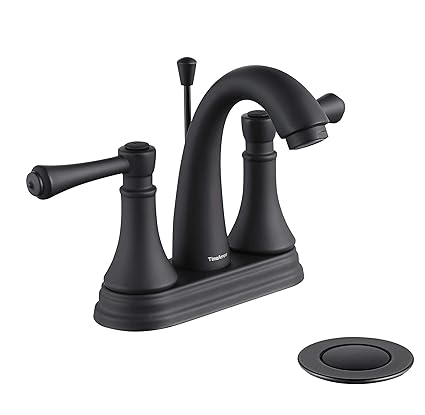 TimeArrow TAF410Y-MB 2 Handle Centerset Bathroom Sink Faucet With Drain Assembly, Matte Black