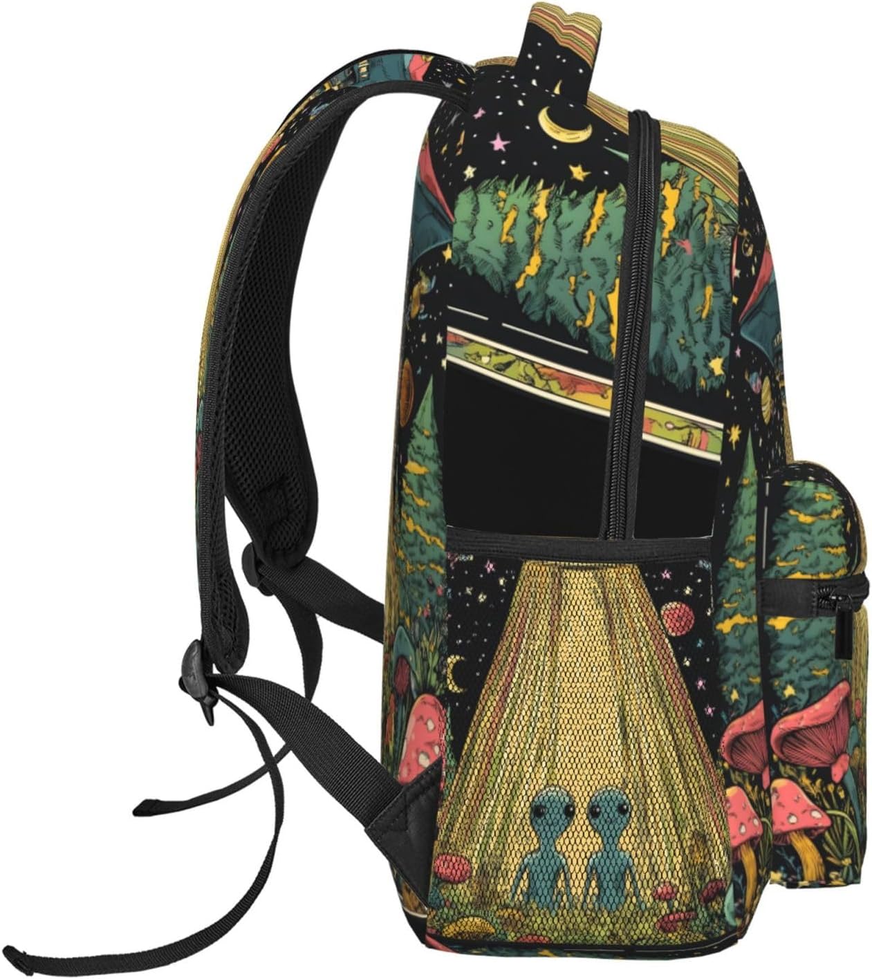 Alien and Ufo Casual Backpack, Lightweight Laptop Bag Daypack, Planet and Space Star Backpacks for Women Men Teens Students, Sci-Fi Polyester Bookbag Gifts for School Work Travel Hiking image 3