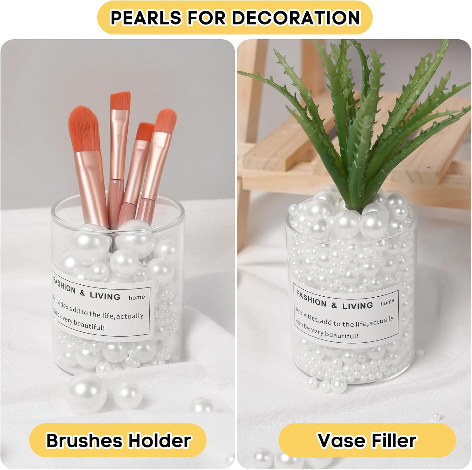 1300PCS Pearls for Crafting,White Pearl Beads with No Hole,Vase Filler Fake Pearls, Artificial Plastic Pearl Beads for Table Scatters, Wedding Party,Decoration - Image 4