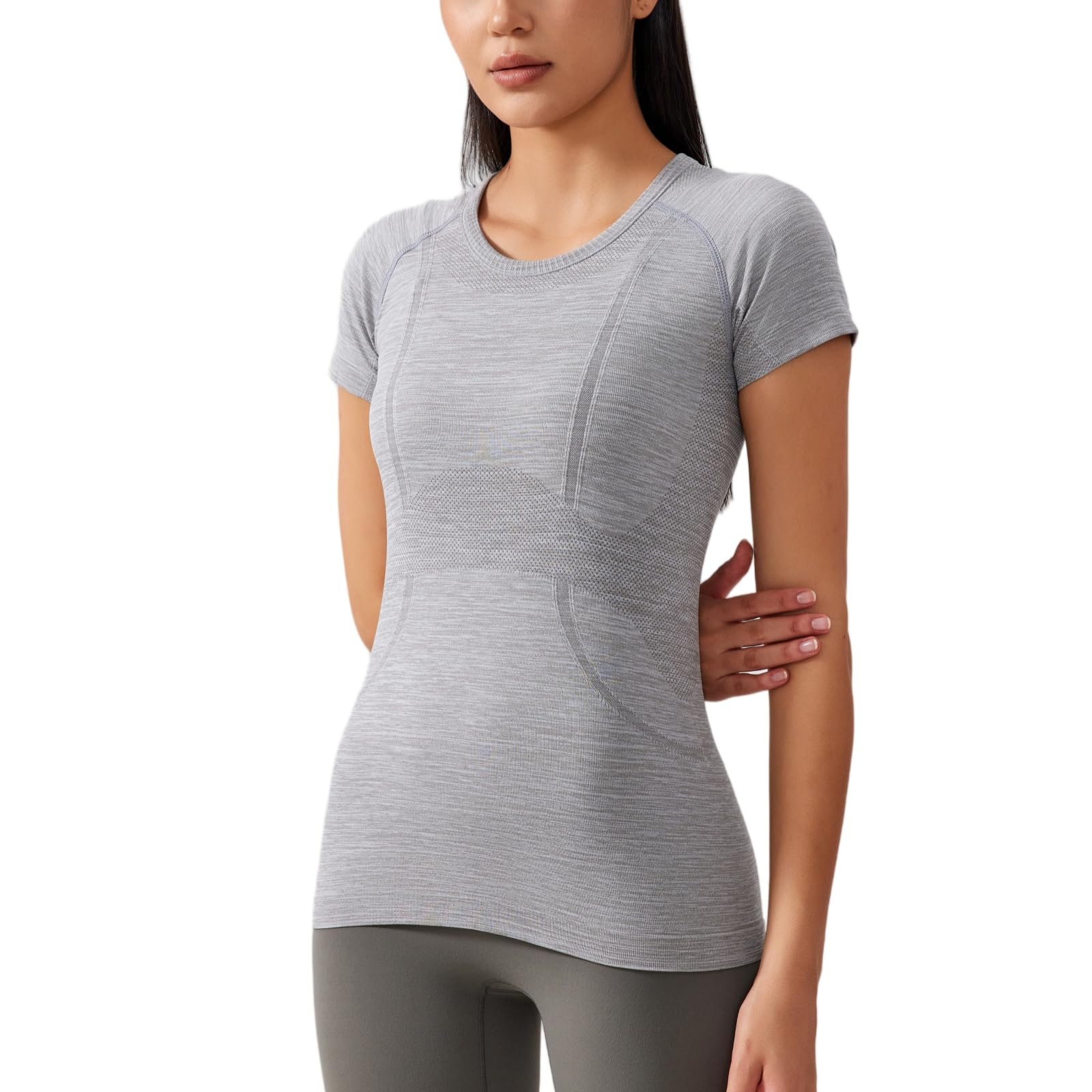 altiland Seamless Workout T Shirts for Women, Breathable Short Sleeve Yoga Tops, Athletic Gym Shirts