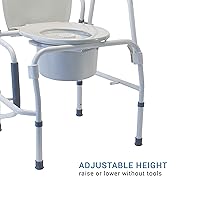 Vista 2 de Lumex 3 en 1 con brazo caído - Asiento de inodoro elevado y rieles de seguridad, altura ajustable, capacidad de 300 libras