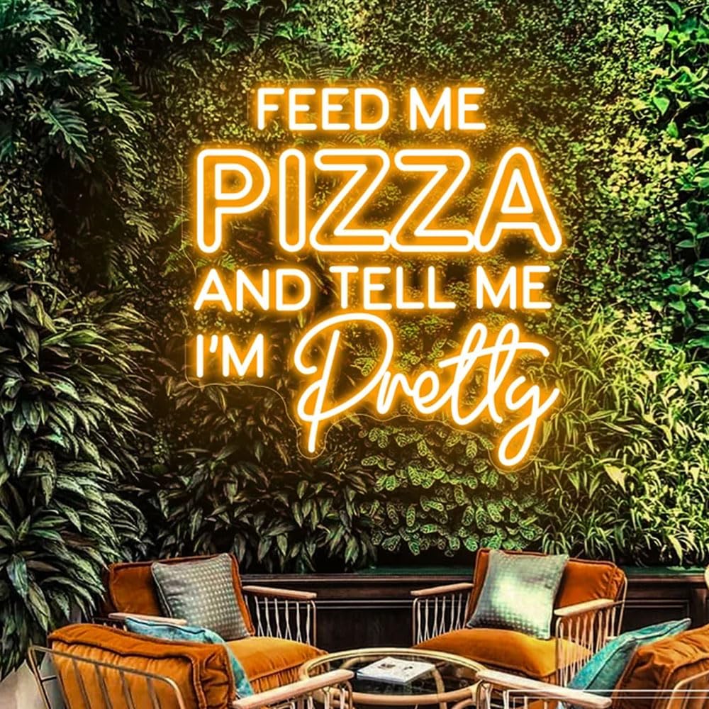 SYLHOME Pink 'Feed Me Tacos And Tell Me I'm Pretty' LED Neon Light Sign – USB Powered Wall Decor For Bedroom, Bar, Kitchen, Parties & Gifts (16.93" X 10.24")