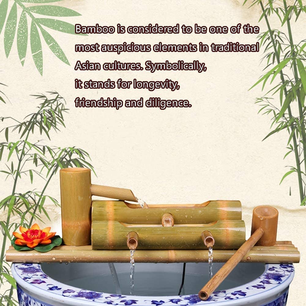 Fuente De Agua Feng Shui Decoración De Fuente De Bambú, Caño De Agua con Bomba, Decoración De Jardín, Cascada, Característica De Jardín Japonés Al Aire Libre, Decoración De 50 Cm