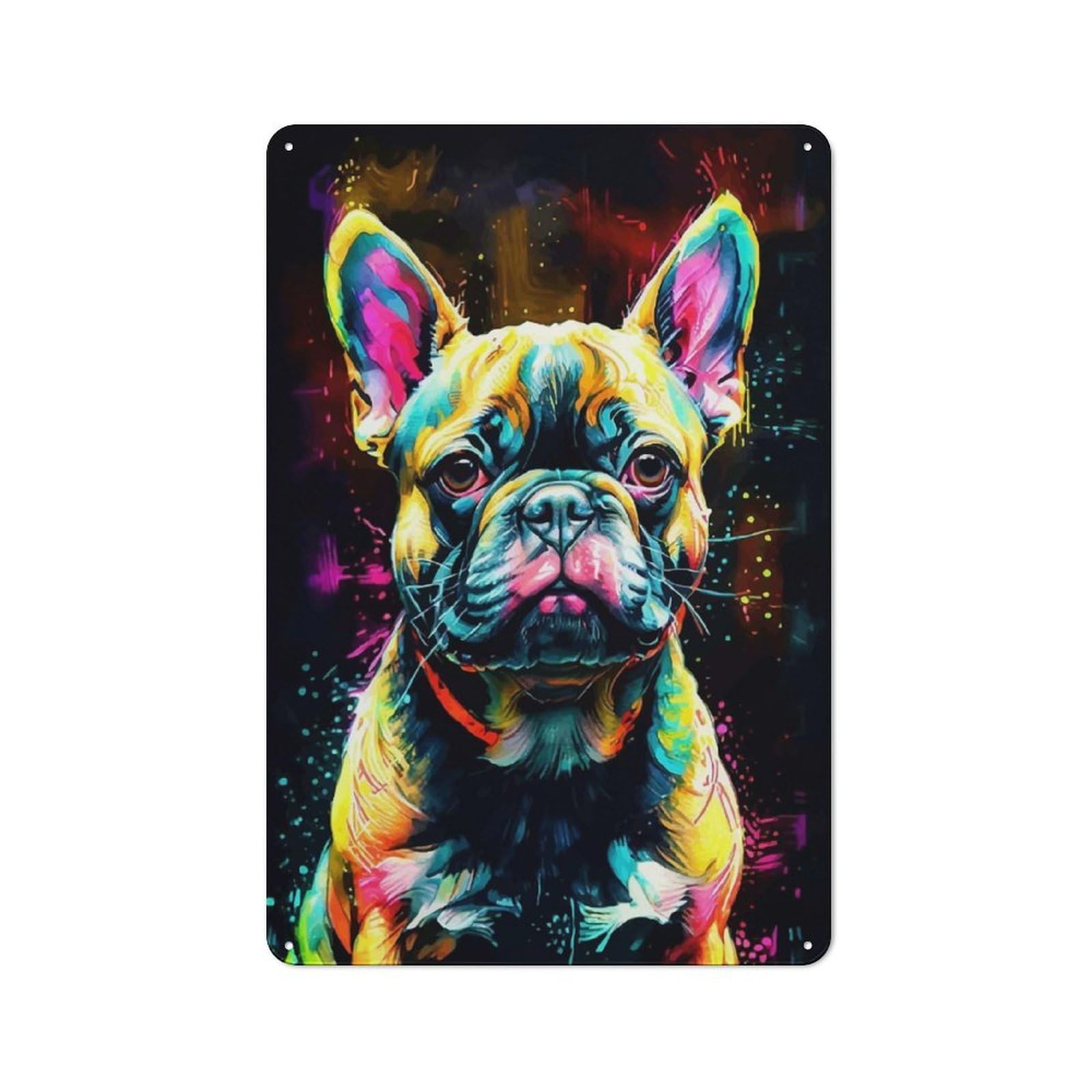 Junmoney French Bulldog Pop Art Tin Wall Plaque 30X20cm With For Café Or Home Bar, For Vintage Wall Decor Fans, For Home Office And Studio Walls